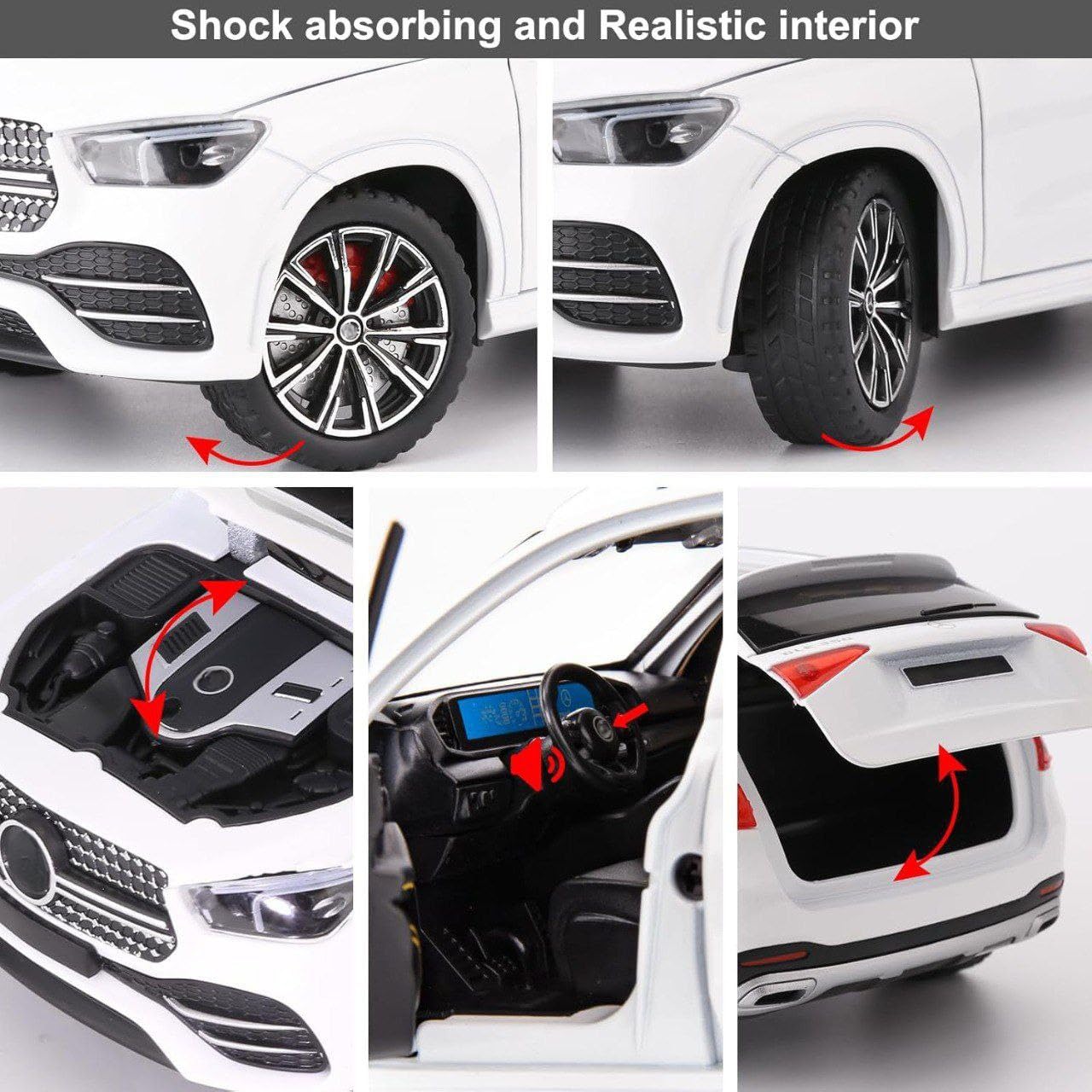 Advisian store Scale Exclusive Alloy Metal Pull Back | Die-cast Car Model with Sound Light Mini Auto Toy for Kids Metal Model Toy Car with Sound and Light (1.24 Scale M-Benz GLE 350-WHITE) 1