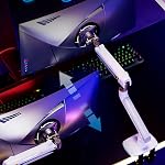 NB Arme de moniteur de jeu ou pour 32 à 60 Écran de inches, chargez jusqu'à 20 kg, VESA 75/100, lumière RGB, poids lourd, réglable en multi angle, aluminium de qualité supérieure, blanc