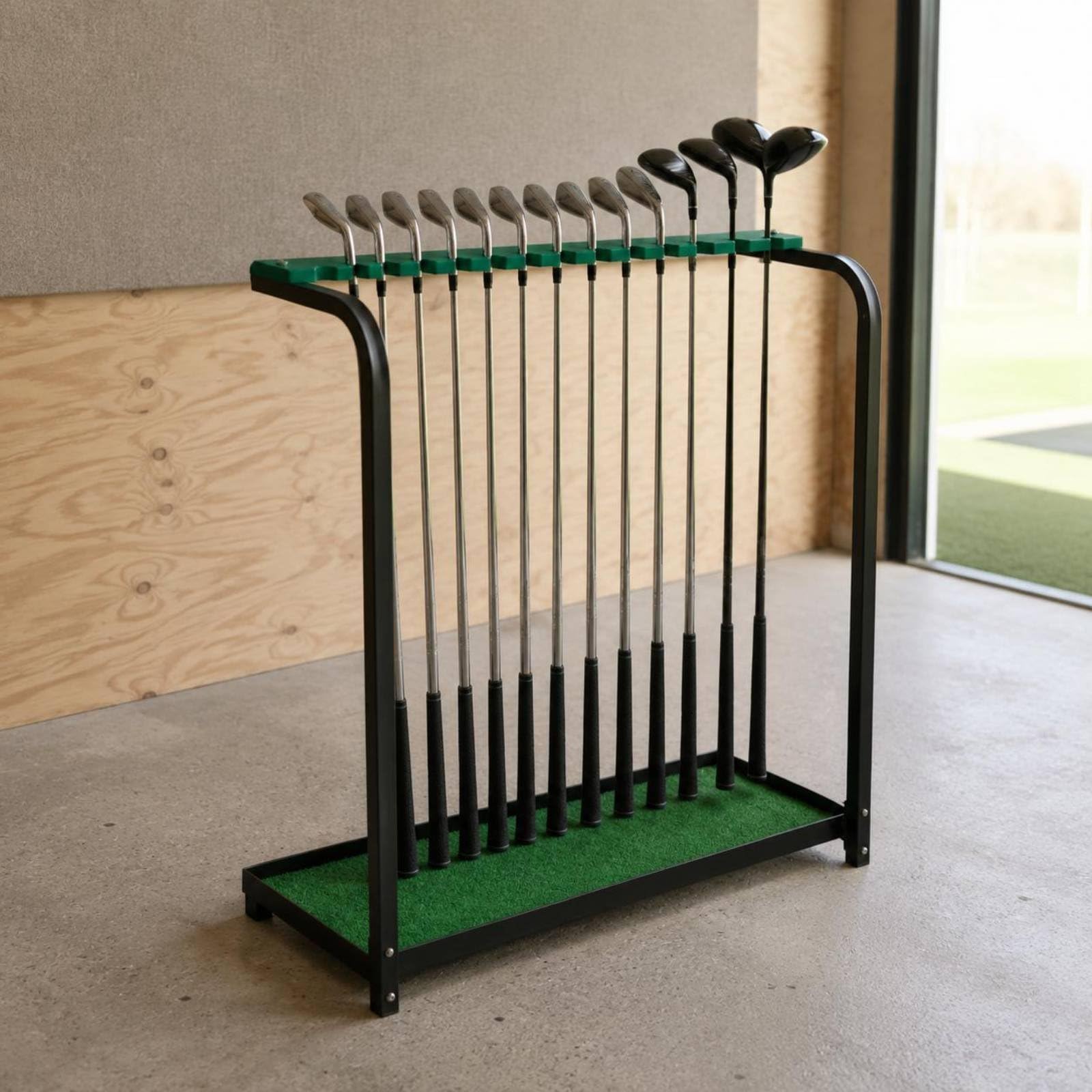 Harilla Soporte para Palos de Golf Organizador Estante Expositor Portapalos con Laterales Verticales y Estructura Abierta Carga y Descarga Rápida Adecuado para Hogar Tienda Área de Práctica
