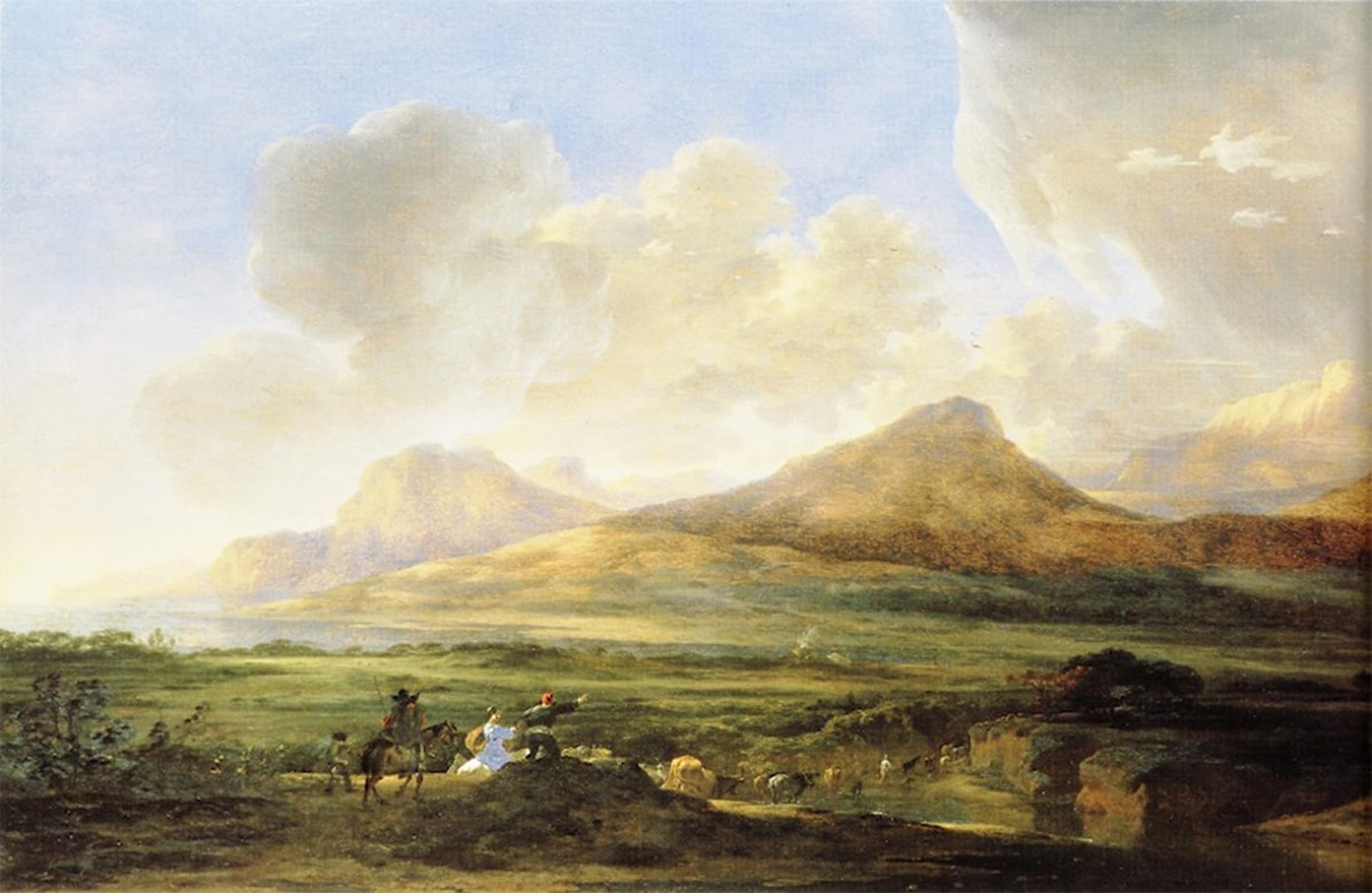 POSTERIIk Famous Modern Artwork Art Mural River Bank with Herdsmen by Jan Asselyn Oil Paintings Pictures for Home Decor 60x90cm