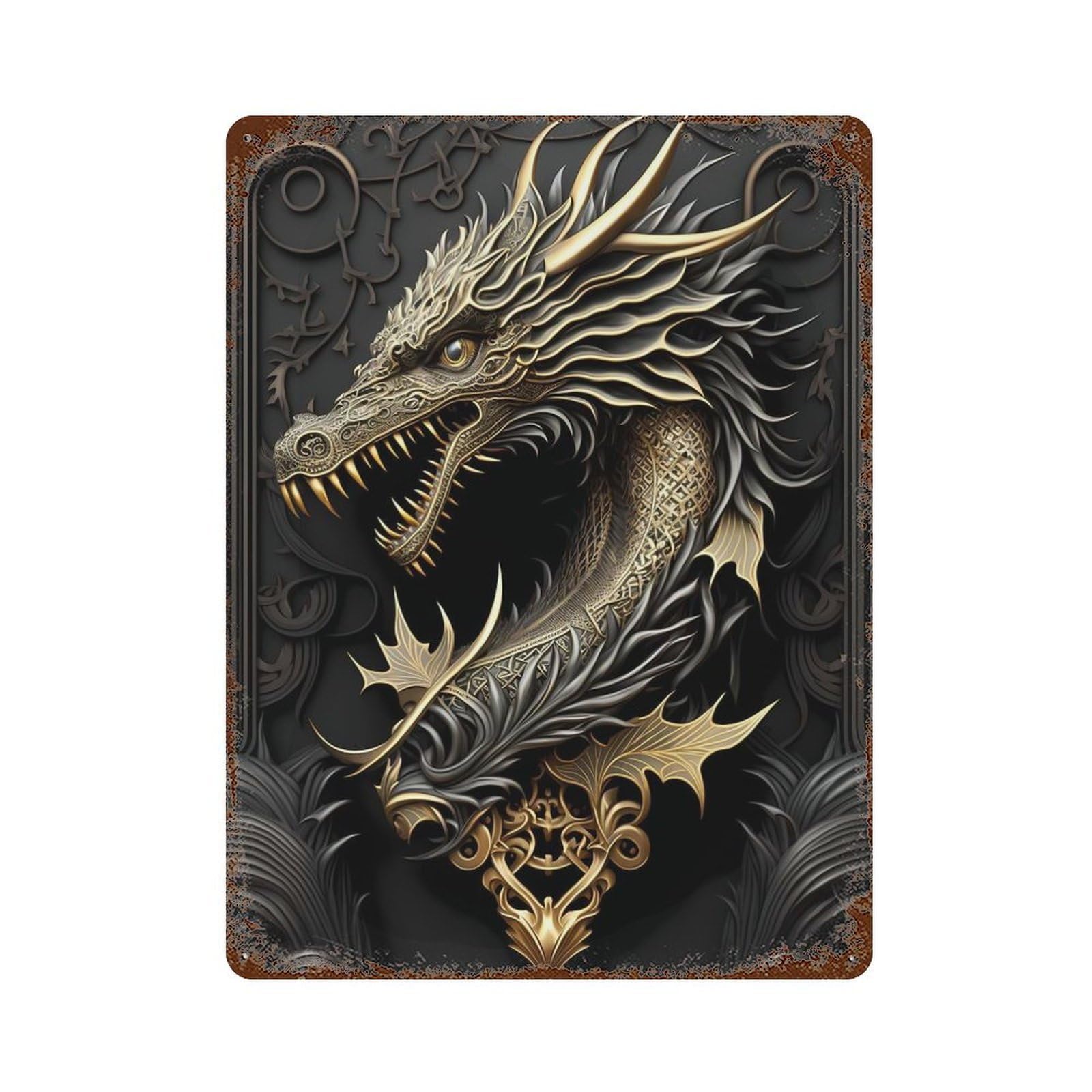Emperor Dragon Art Deco Retro Metal Sign 15.7"x11.8", for Bistro, Counter And Cafe Decor, Rustic Home Decor