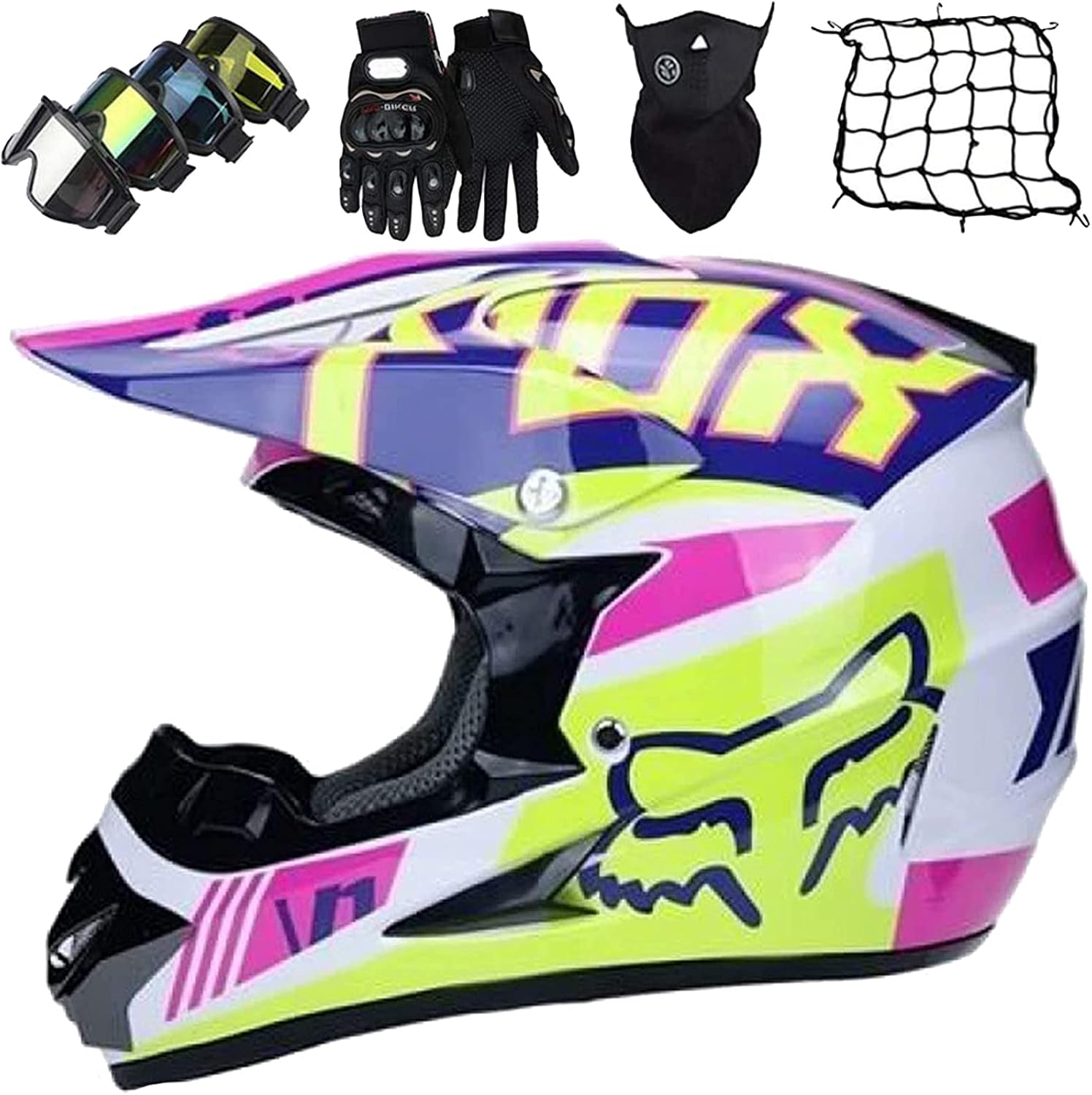 con Fox Design Bianco Rosso,S Casco Moto off Road per Adulti e Giovani Casco  Integrale MTB Casco Motocross Unisex per Downhill Quad BMX Go Karting  KILCVEM Casco Cross Bambino lencicol Caschi Abbigliamento