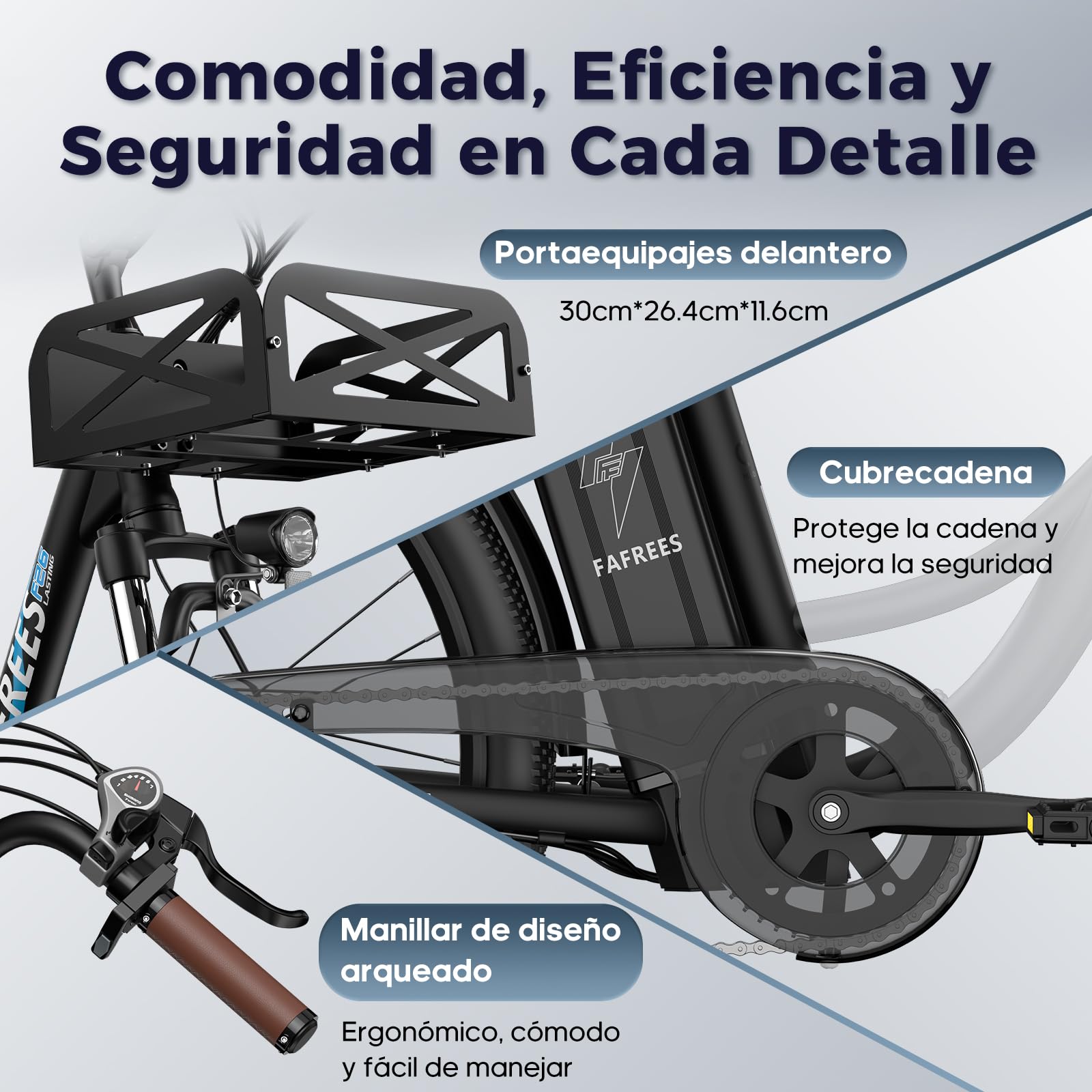 Fafrees Bicicleta Eléctrica, Bici Urbana Eléctrica de 250 W, Batería de 36 V/25 Ah, Bici Eléctrica de 26" para Adultos, Alcance 160 KM, F26 Lasting
