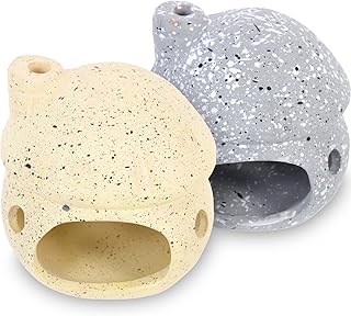 POPETPOP 2 Peças Decoração Do Aquário Cavernas de Pedra Tanque de Peixes de Cerâmica Ornamentos de Caverna Esconderijo para Camarões Betta Ciclídeos Escondendo Decoração de Desova