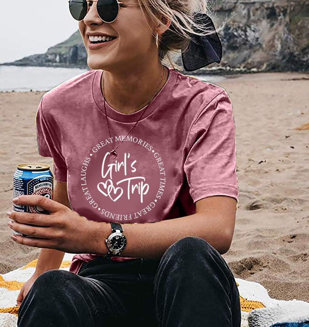Girls Trip Shirts for Women 2026 Girl Vacation Weekend Matching Tshirts Summer Vacay Mode Graphic Tees - Image 4