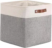 Genérico Cesto Organizador Tecido Linho Dobrável 33x33x33 Cinza