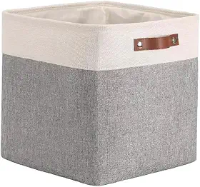 Genérico Cesto Organizador Tecido Linho Dobrável 33x33x33 Cinza