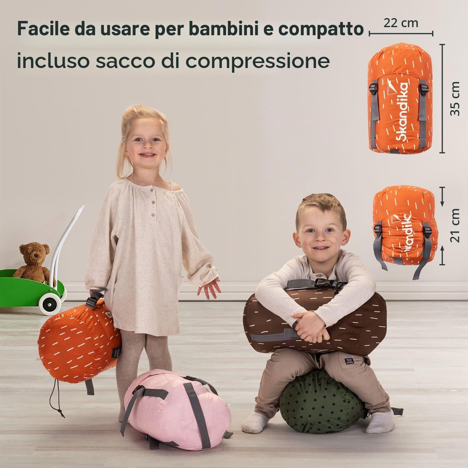 Skandika Sacco a pelo per bambini Soti | fino a 150 cm, in cotone, lavabile in lavatrice, con morbido cuscino