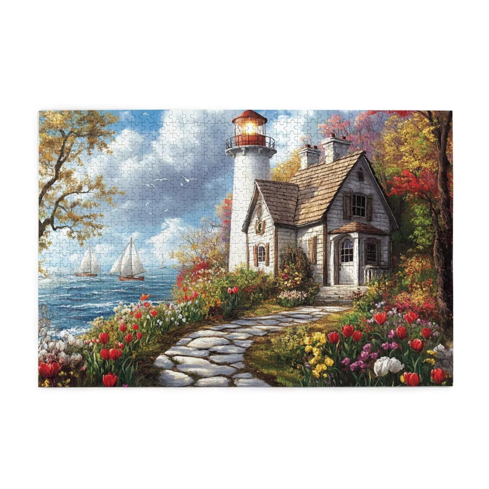 Puzzles Paisaje 1000 Adultos, Puzzle Flor con Cajas y Cartel, Juego Clásico de Puzzle Arte para Entretenimiento Adultos, Regalos de Decoración del Hogar para Pasatiempos Creativos de Mujeres 2T-876