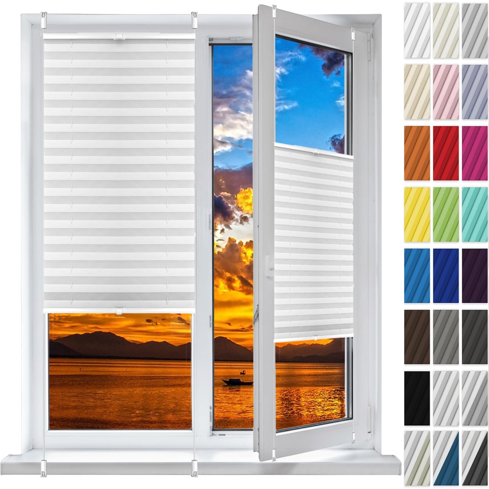 Estor Enrollable Noche y Día a Medida 56 x 145 cm, Noche y Día, Translúcido y Oscurecido, Tela Oscurecedora Ventana Portátil, Estores para Ventanas, para Ventanas, Puertas, Blanco