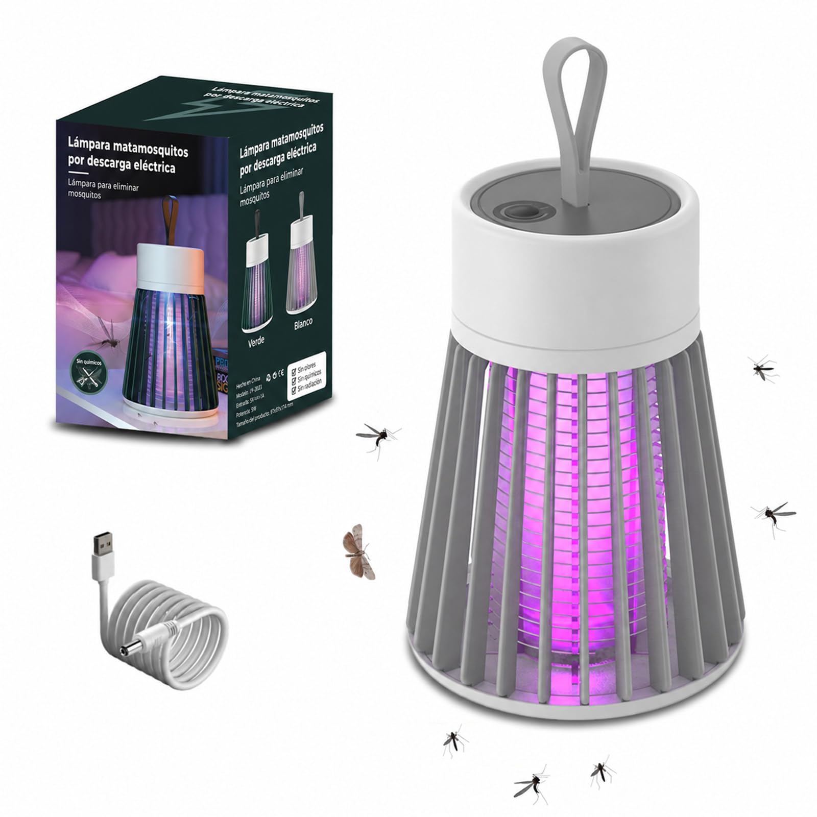Zapfie Mückenlampe, Simply Zap, Zapper Mückenlampe Camping, Mückenfalle Mückenlampes Akku, Moskito Lampe, Wiederaufladbar, Wasserdicht Ipx4 für Küche Innen Außen Camping (Grau2.0)