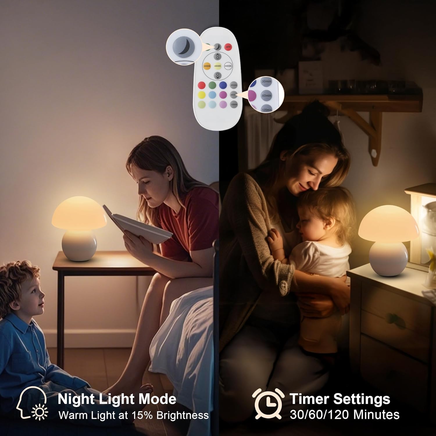 Cordless Cute Mushroom Lamp with Remote Control, 9 RGB, Cordless Lamps for Tables, 3 Color Temperature, Stepless Dimmable, Timer, Memory, Unique Aesthetic Home Decor for Living Room (White)