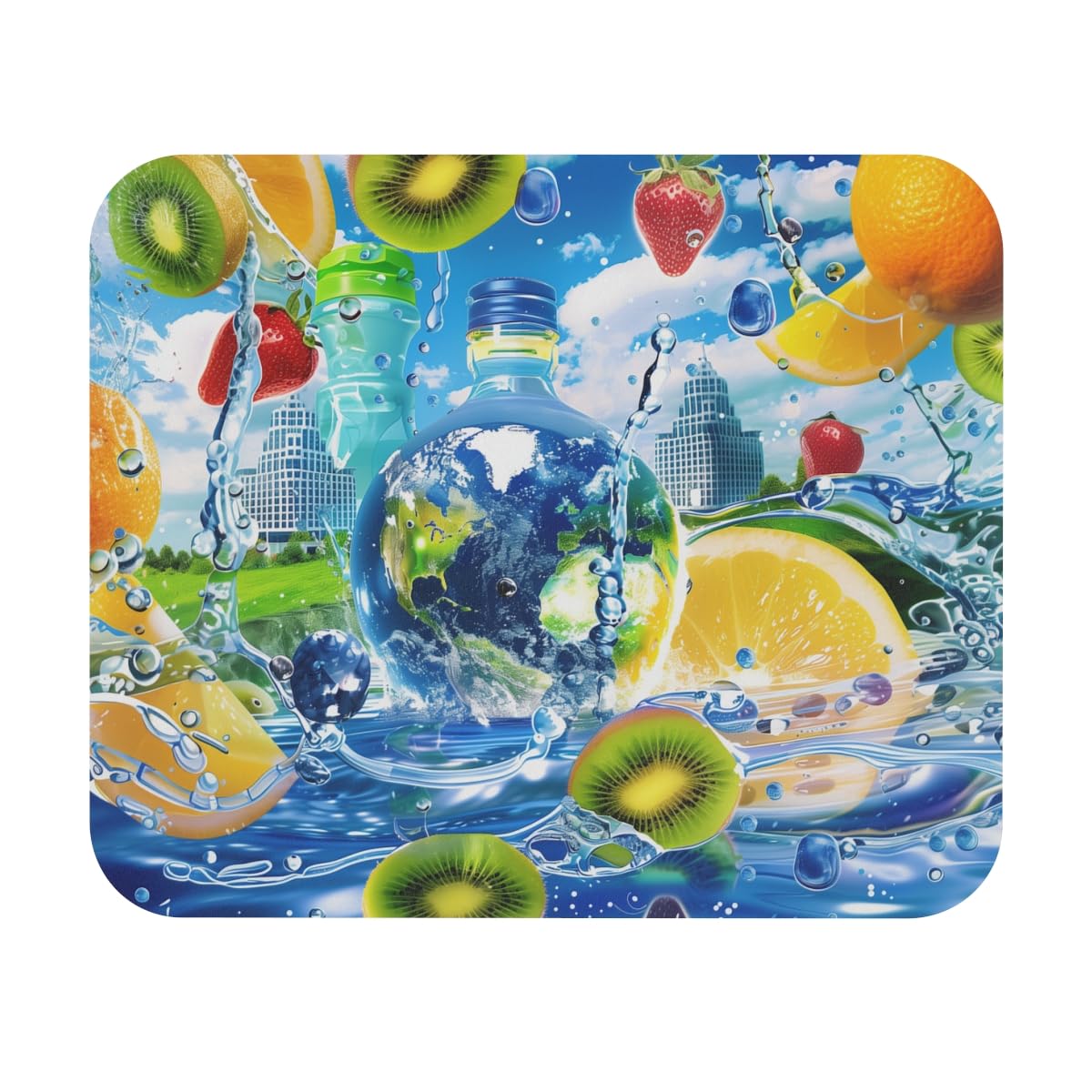 Frutiger Aero Mouse Pad, 9"x8" Rectangular, Y2K Nostalgic Retro Computer Aesthetic, 2000s Style Gift, Rectangle Shape for All Desk Sizes (Eco Oasis)