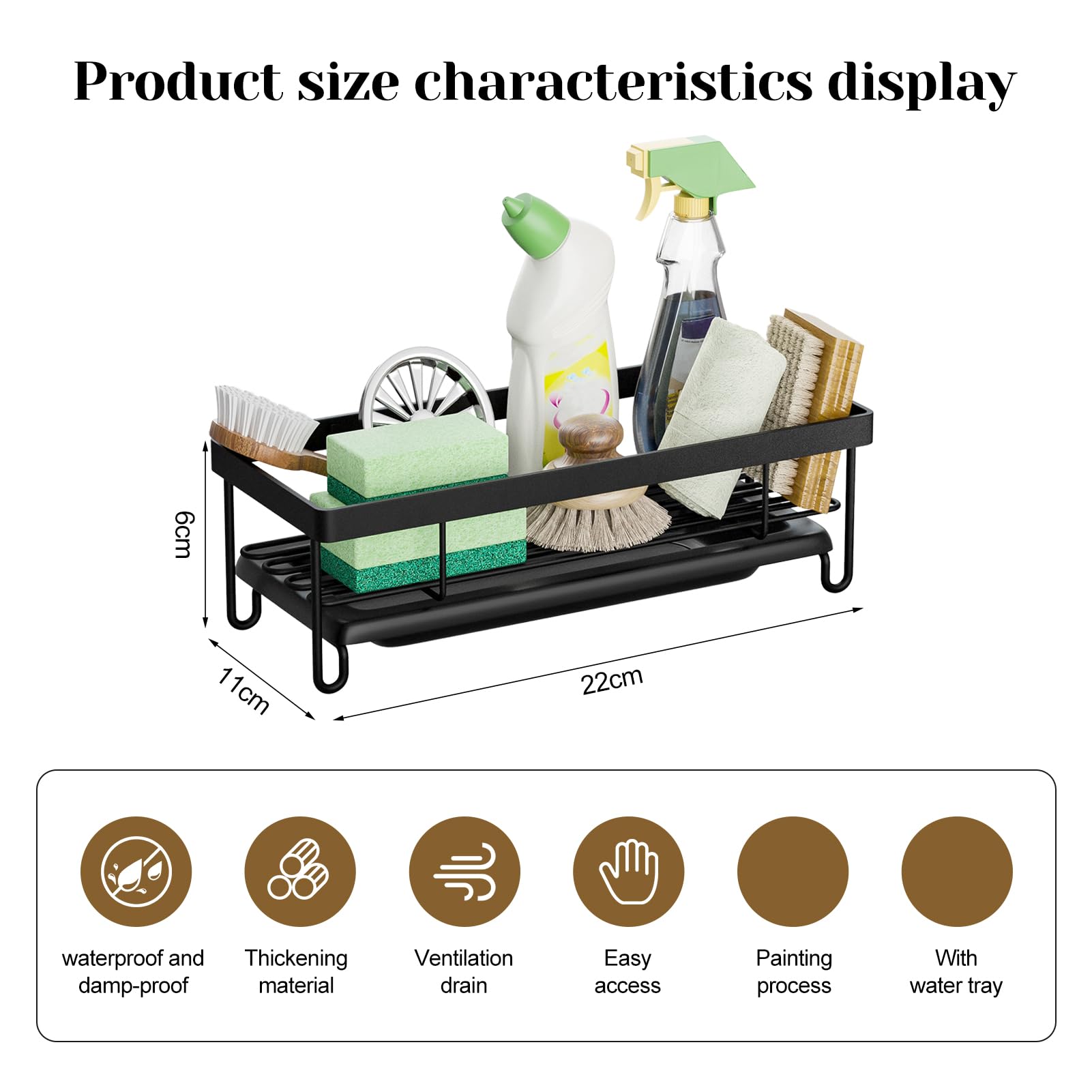 Organizer per lavello da cucina con dispenser di sapone e porta spugna