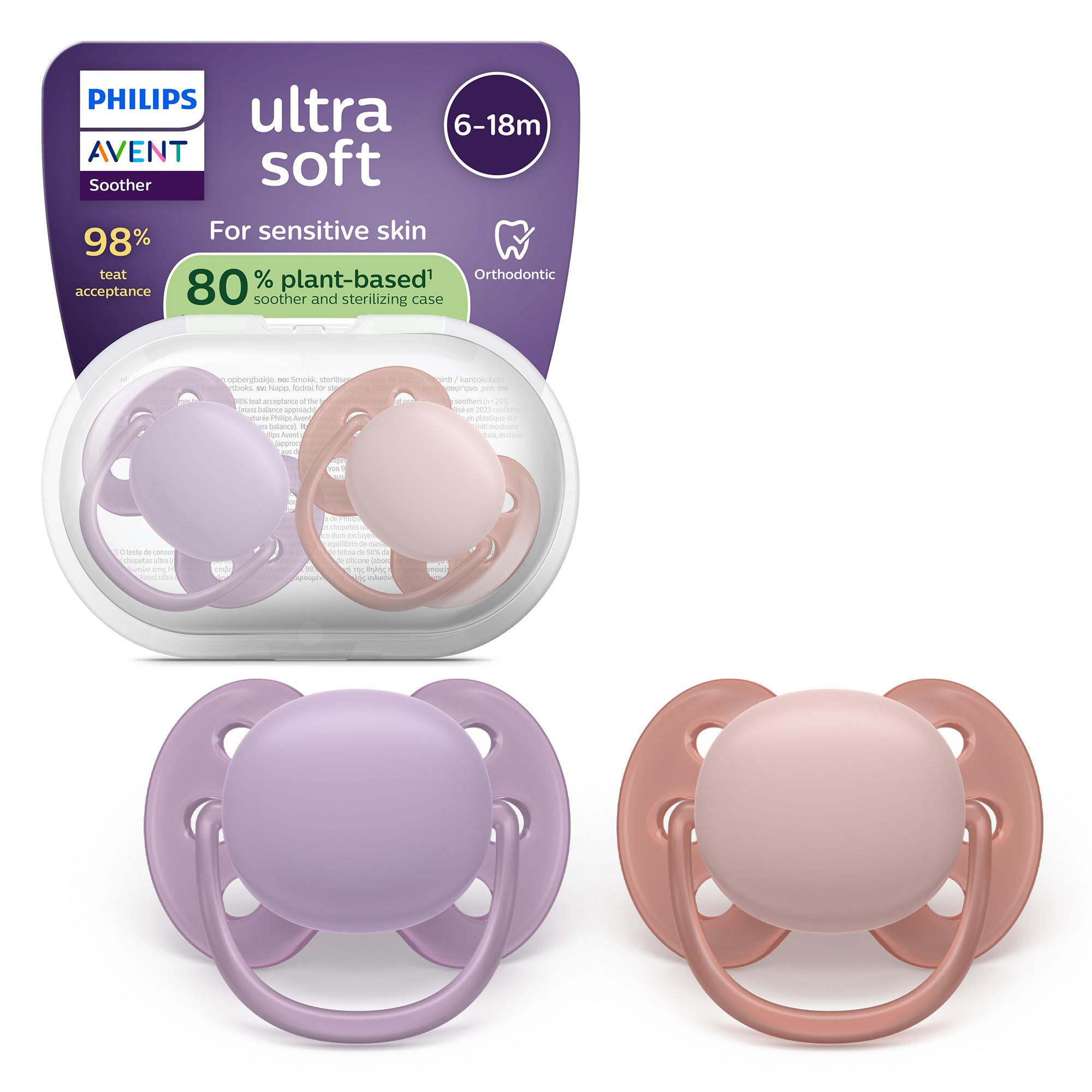Philips Avent Schnuller – ultra soft, kiefergerecht, 6–18 Monate, 2er-Pack