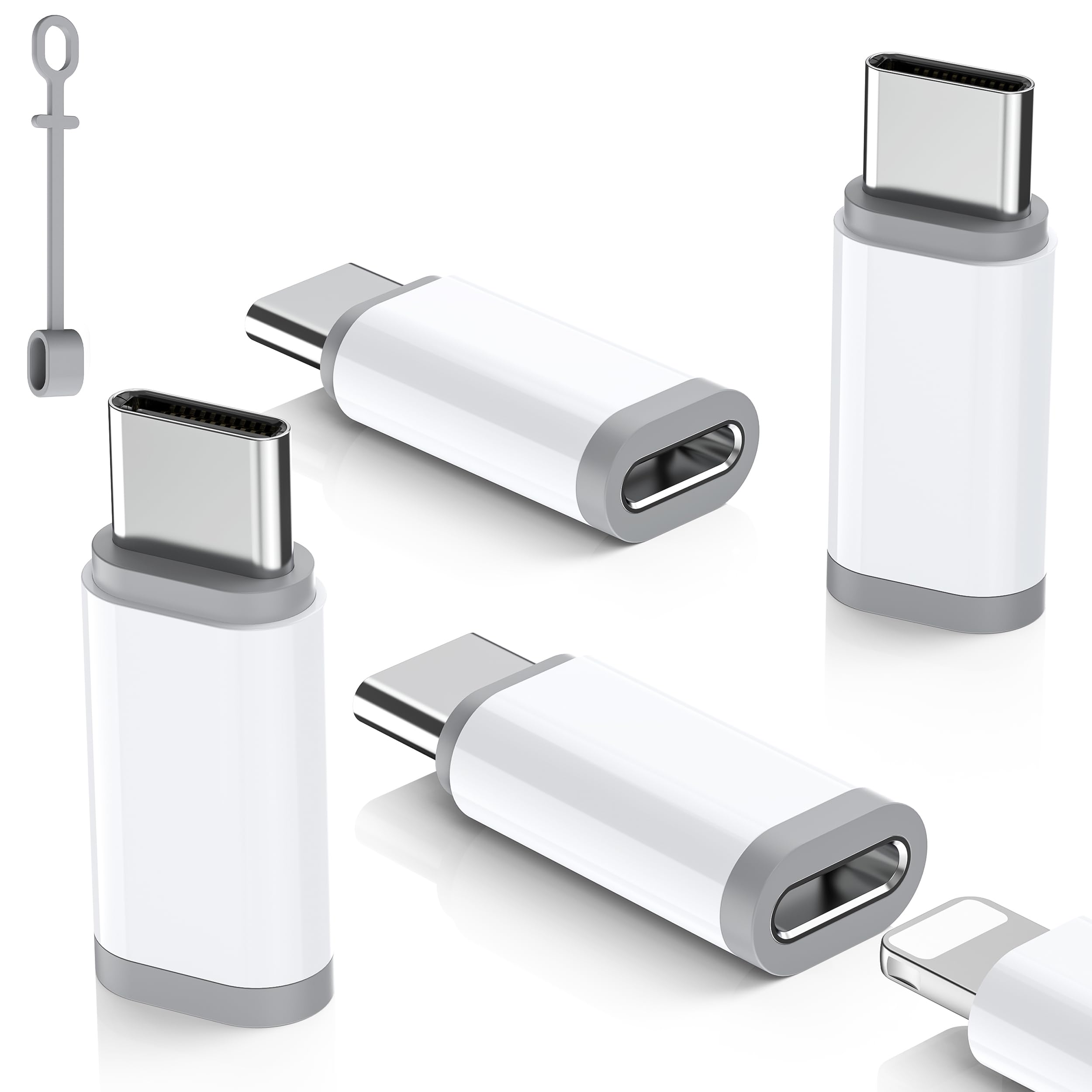 Photo 1 of Lightning to USB C Adapter 4 Pack - Fast Charging & Data Transfer USB Type C to Lightning Charger Connector Compatible with iPhone 15/16/17 Pro Max/Plus, Samsung, Pixel - (Not for Headphones/OTG)