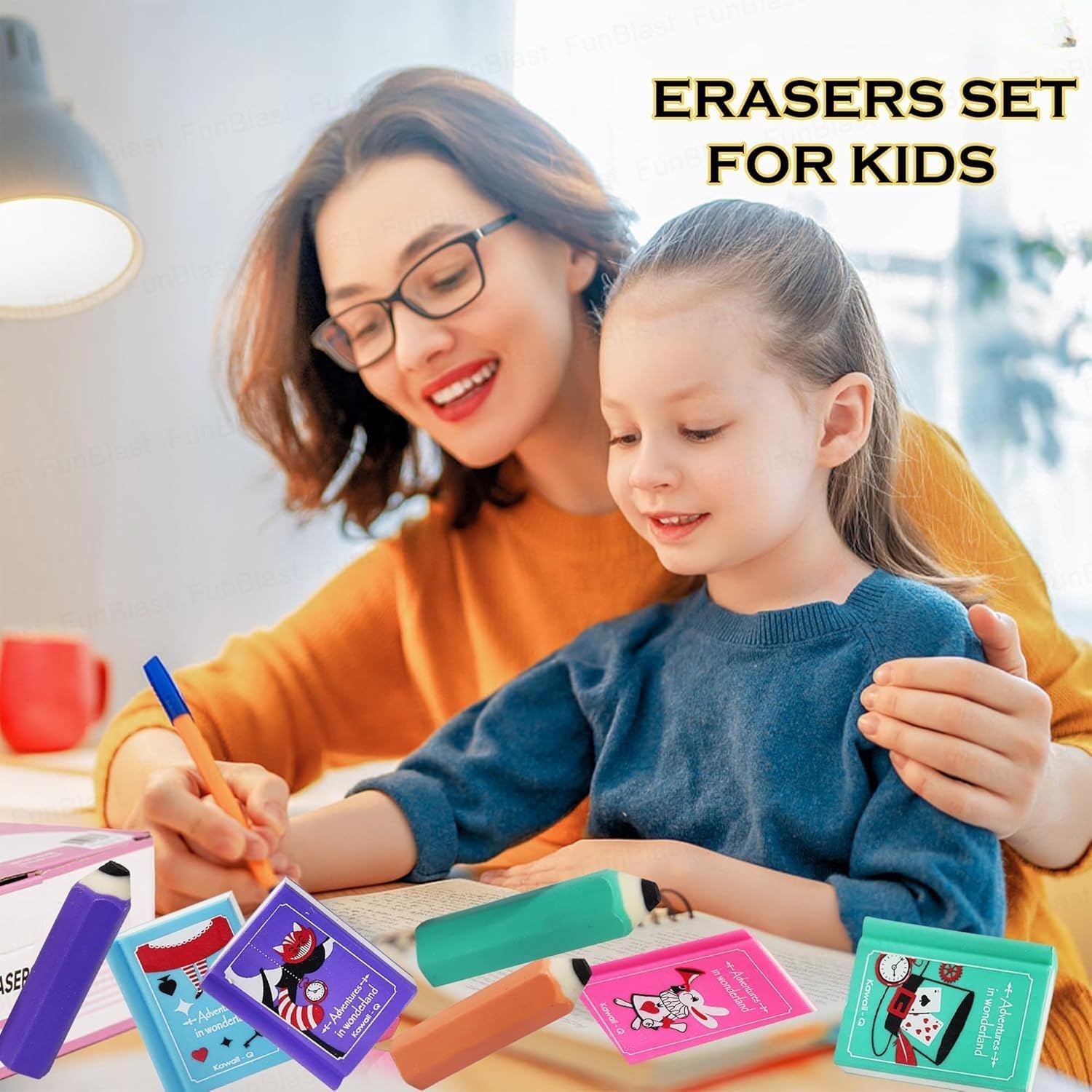 Krupasadhya Mini Pencil and Book Shape Erasers Set for Kids, 7 in 1 Booky Pencil Eraser, Soft & Smooth, Use for Students, Artists, Professionals, Fancy Erasers for Birthday Return Gift. 4