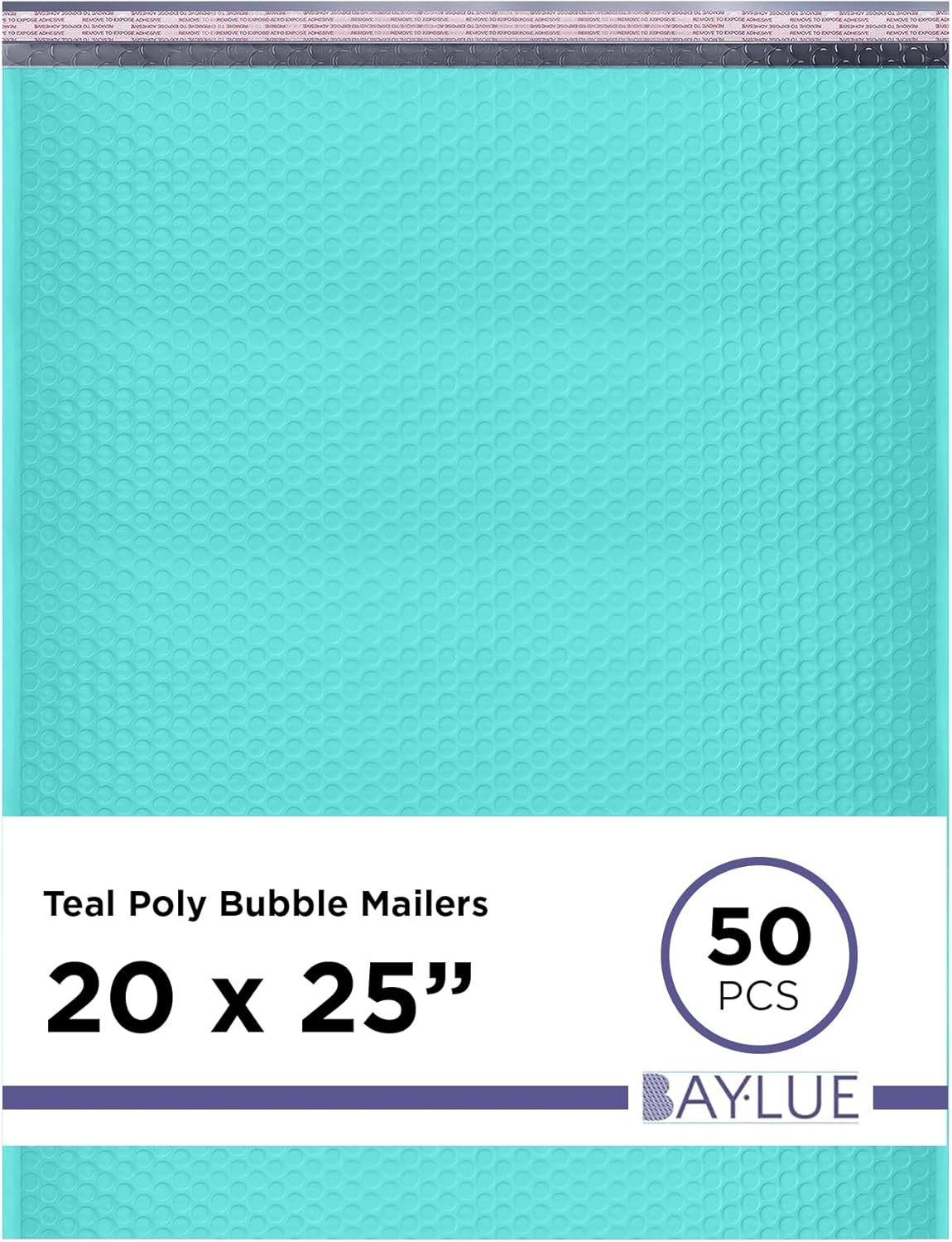 Teal Poly Bubble Mailers 20x25 Inch #10 | Self Seal Large Padded Envelopes | Air Cushioned Bubble Mailer | Usable Size 20x24 Inch | Waterproof Lightweight Mailing Shipping Bags | 50 Pack