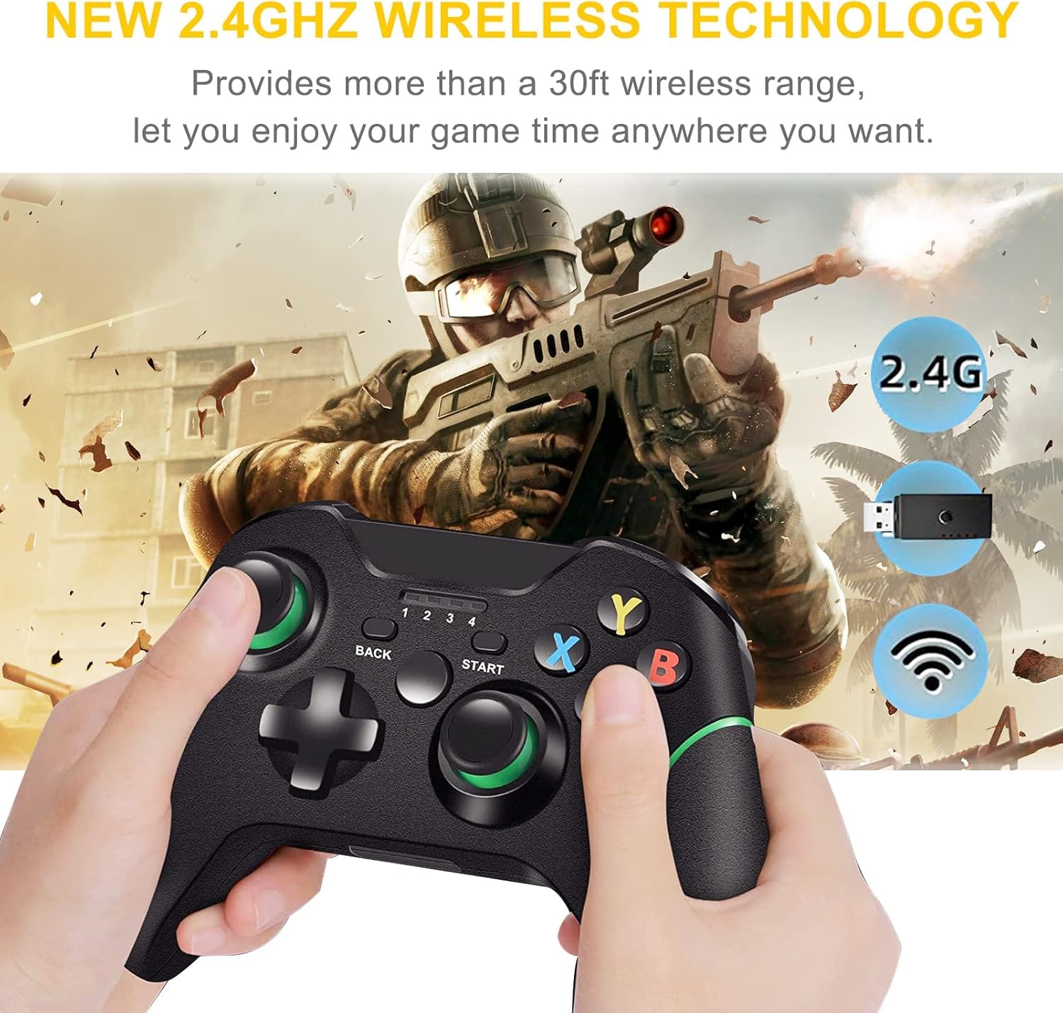 Game Controller for Xbox one, 2.4GHz Wireless Controller with 3.5mm headphone Audio Jack for Xbox one, Replacement Controller with Built-in 800mAh Battery for Xbox One X/S Xbox One Series X/S, Black