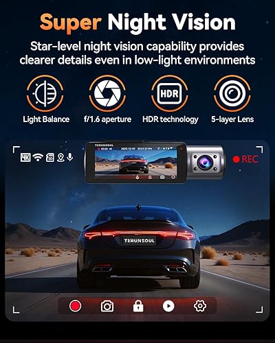 Miniatura 3 de Cámara de tablero frontal y trasera 4K+1080P+1080P, cámara de control de 3 canales, tarjeta de memoria gratuita de 128 GB, GPS integrado WiFi de 5.8