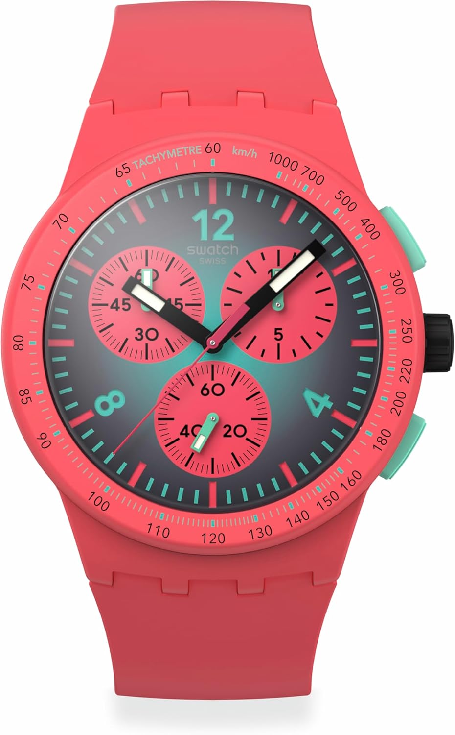 Swatch Chrono 42 Unisex Watch Dress Stainless Steel Pink Quartz Waterproof Paradiso Kinetiko