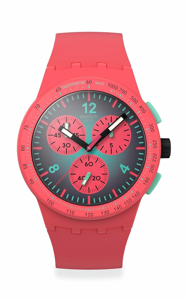 Swatch Chrono 42 Unisex Watch Dress Stainless Steel Pink Quartz Waterproof Paradiso Kinetiko by Swatch - Used condition - US$69.48
