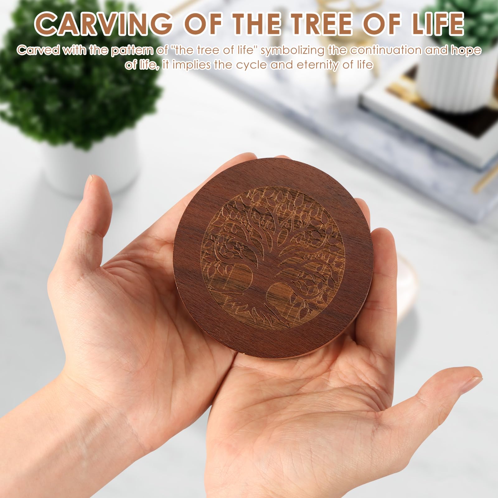 Boîte à Souvenirs En Bois Arbre De Vie – Mini Urne Pour Animaux – Pour Garder Poils, Dents, Ongles (5x4 Cm)