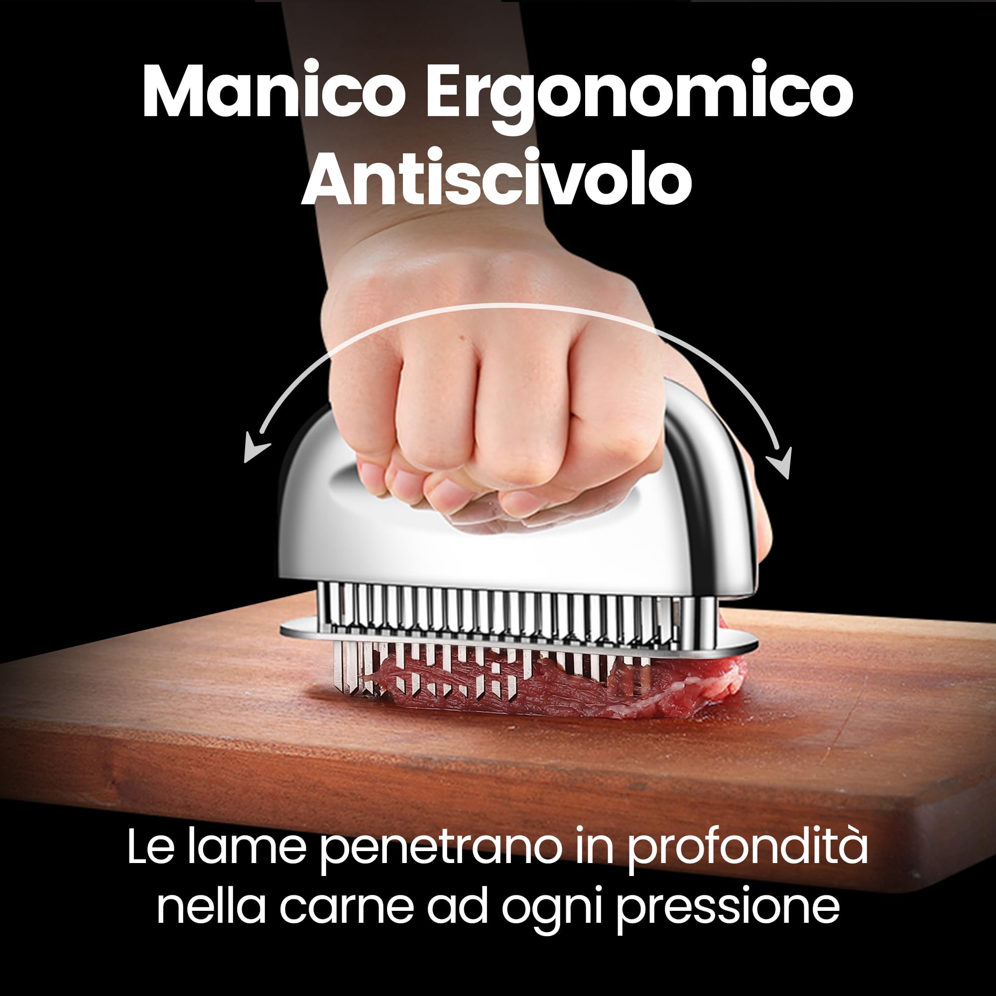 Batticarne con lame ultra-affilate - Batticarne acciaio inox Steaker in acciaio inossidabile al 100% - Batticarne per intenerire manzo/pollo/maiale/bistecca- Batti carne cucina professionalelavabile