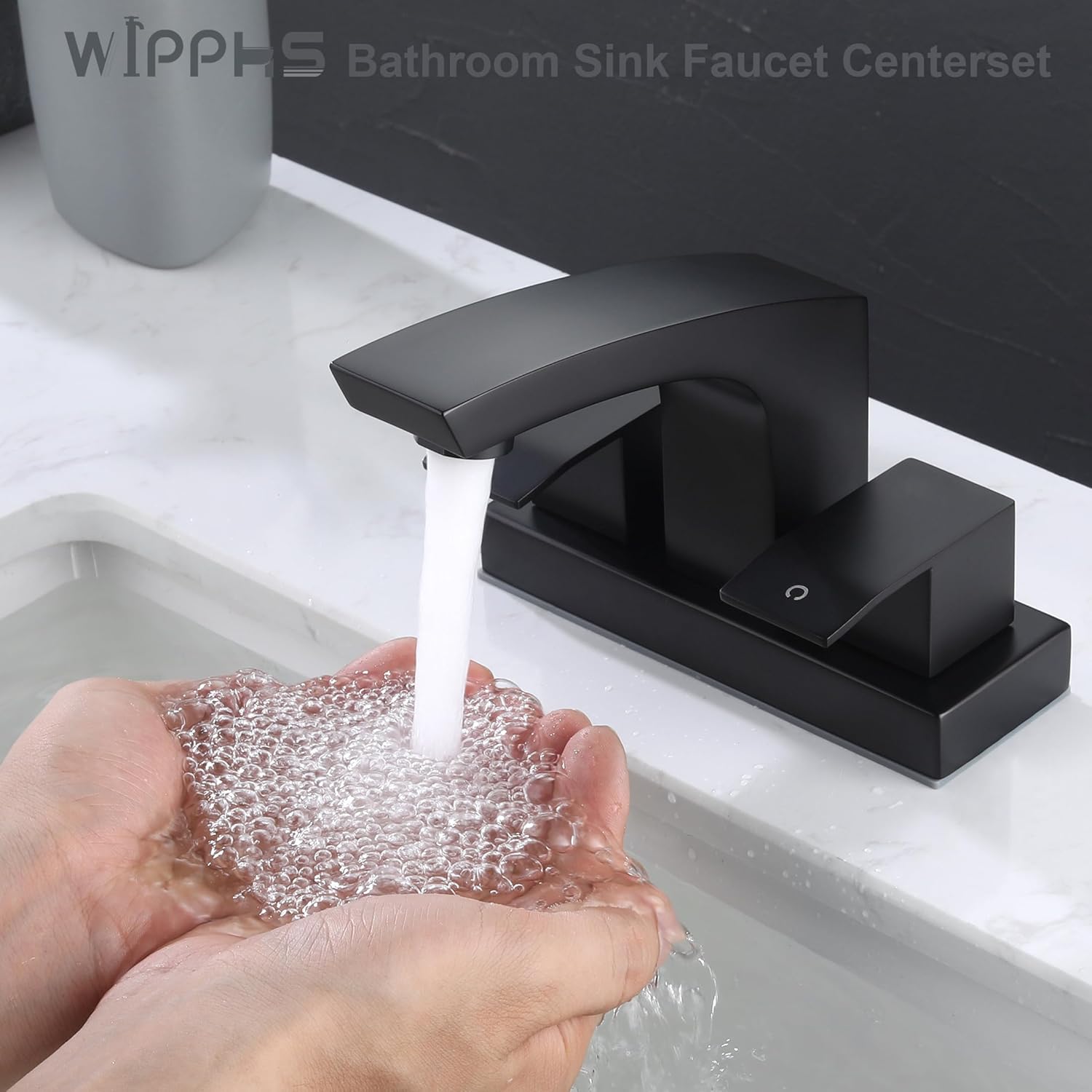 Centerset Bathroom Faucet, Stainless Steel Black Sink Faucet Bathroom with Pop Up Drain and cUPC Supply Hose, 2 Handle 4 inch Center-Set Bathroom Sink Faucet Matte Black 2 Hole