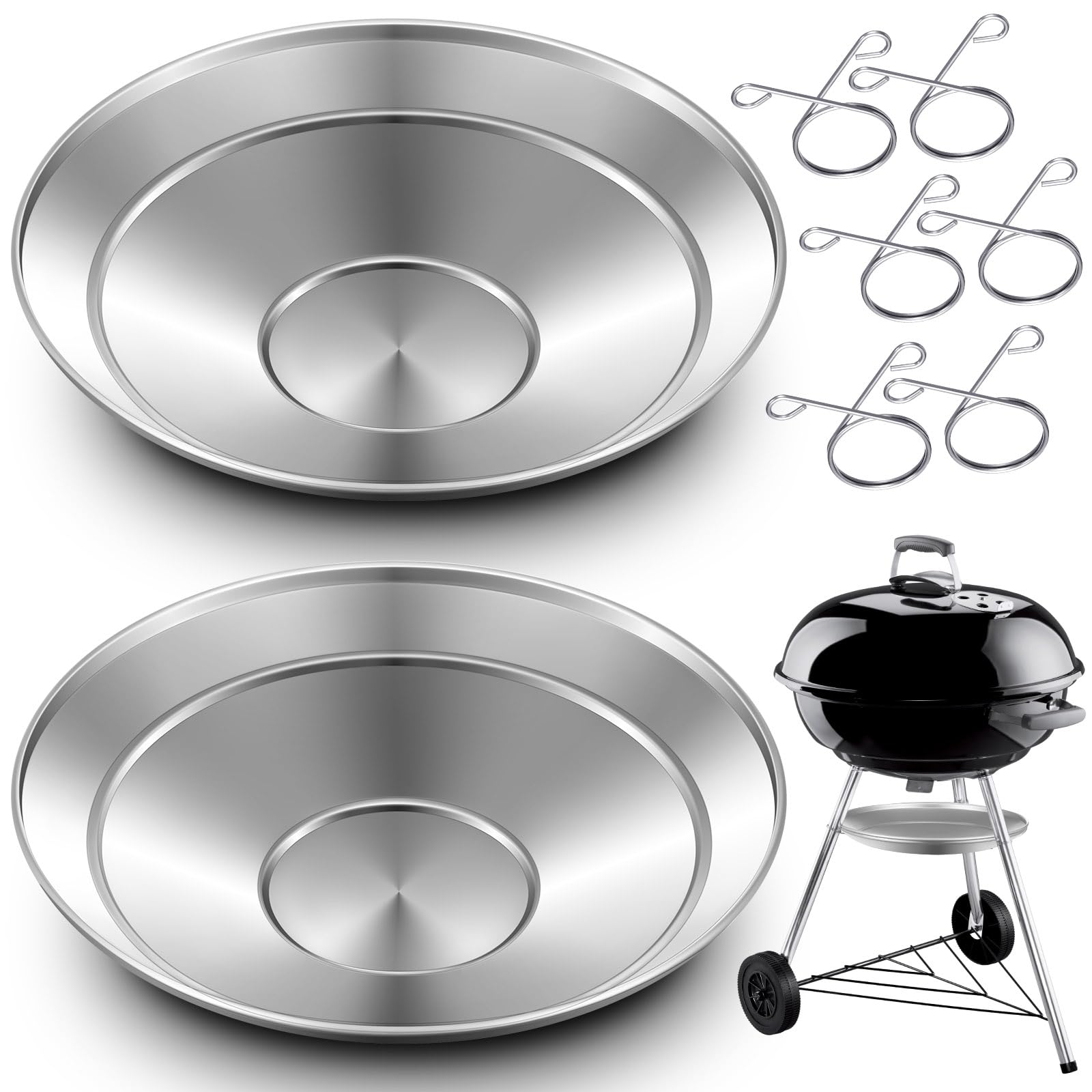 MorningRo 2 Pcs 13-1/2" Diameter Ash Catcher Pan Ash Pan for Charcoal Grill Compatible with Weber for Grill Replacement Parts
