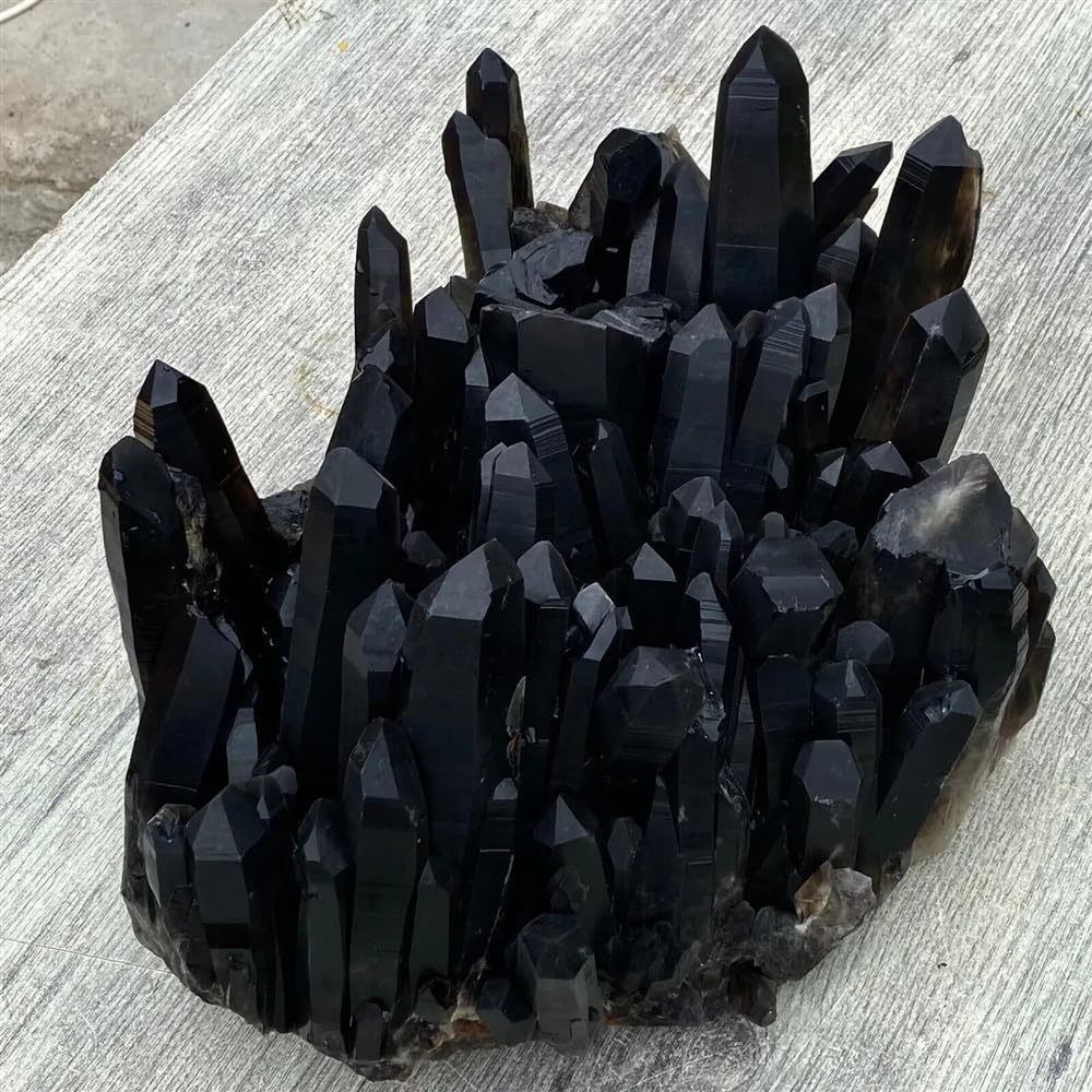 AUOQKQUT Beautiful Black Crystal Cluster Restoration Ornaments (Size : 550-600g)