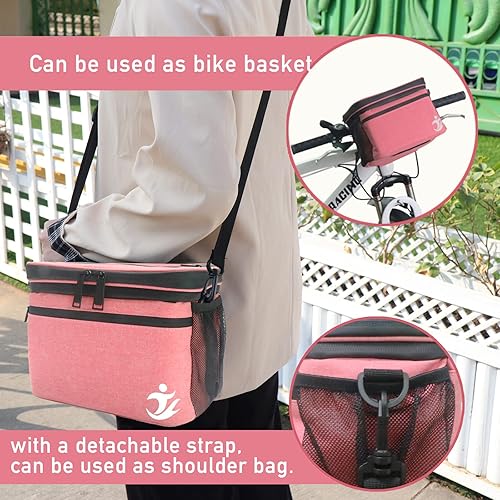 Miniatura 5 de Bolsa para manillar de bicicleta, bolsa de almuerzo aislada, portátil con pantalla táctil en el teléfono, marco de soporte robusto en el manillar de