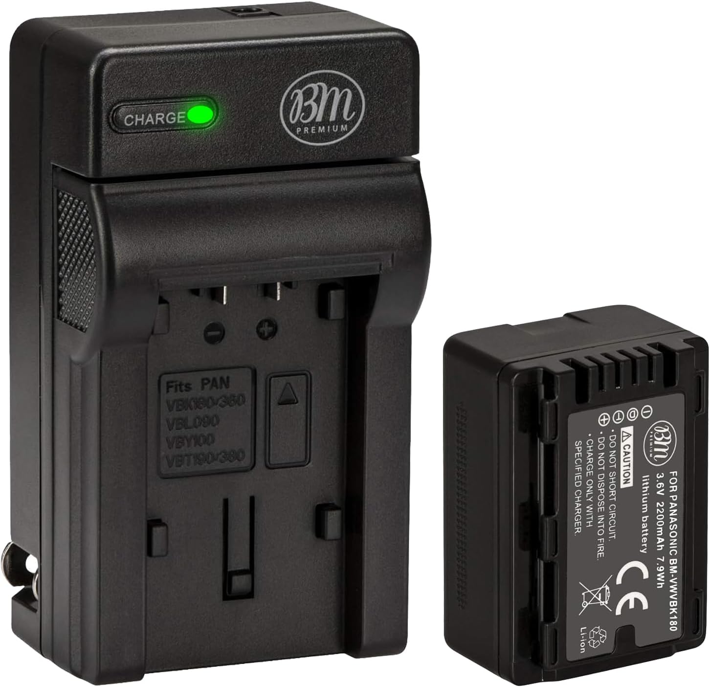 VW-VBK180 Battery and Battery Charger for Panasonic HC-V10 HC-V100 HC-V500 HC-V700 Camcorder