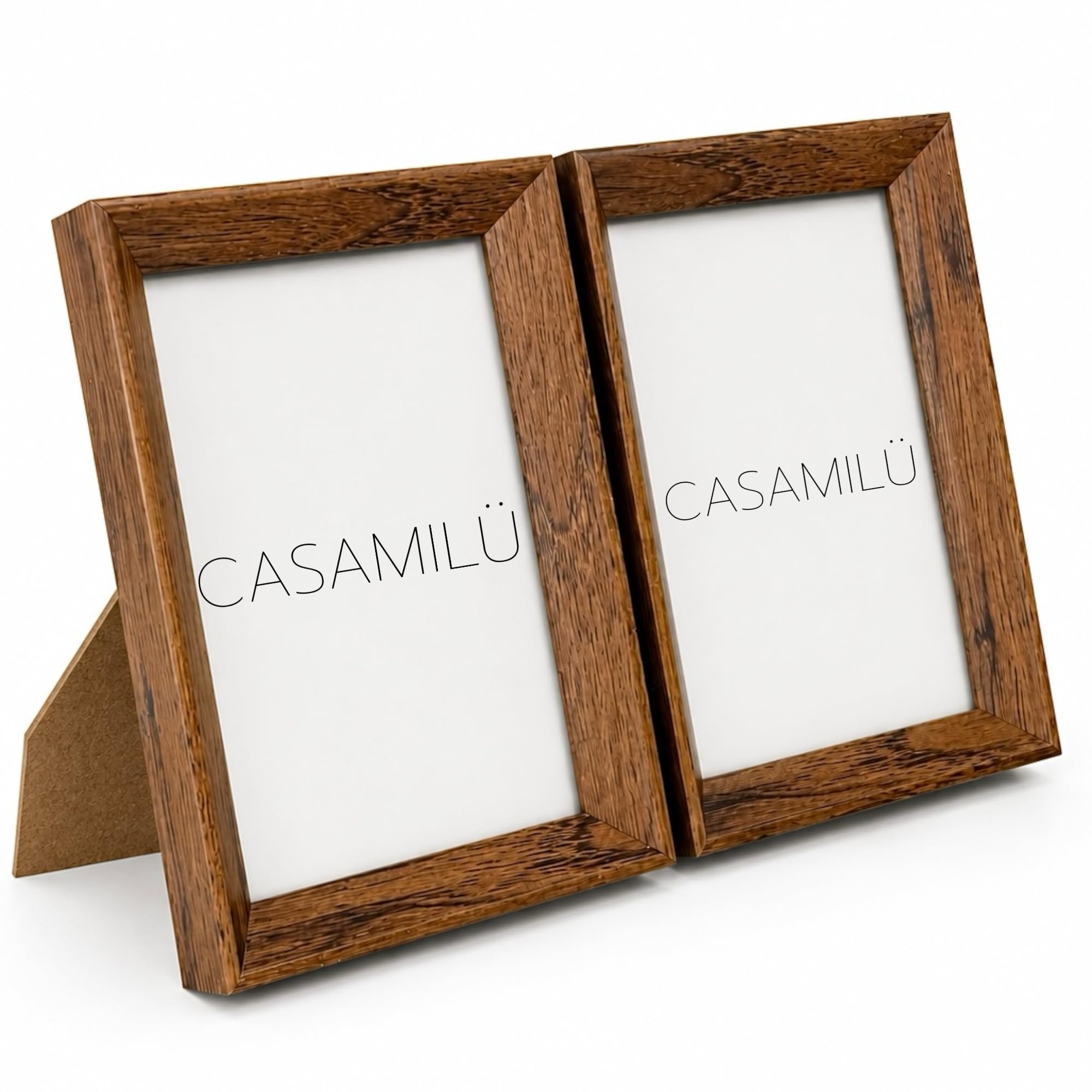 Kit 2 Porta Retrato 20x25 cm de Apoio Premium CASAMILU Unique Mart GG | Cor Madeira