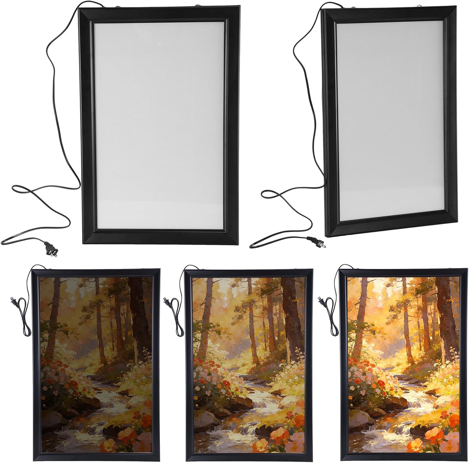 FASDRESS Wall Mounted LED Movie Poster Frame Lightbox with Dimmer Switch Framed, Wall Art Lights Backlit Picture Frame for Home Theater Exhibition & Advertising Decor-Black 16"x 24"