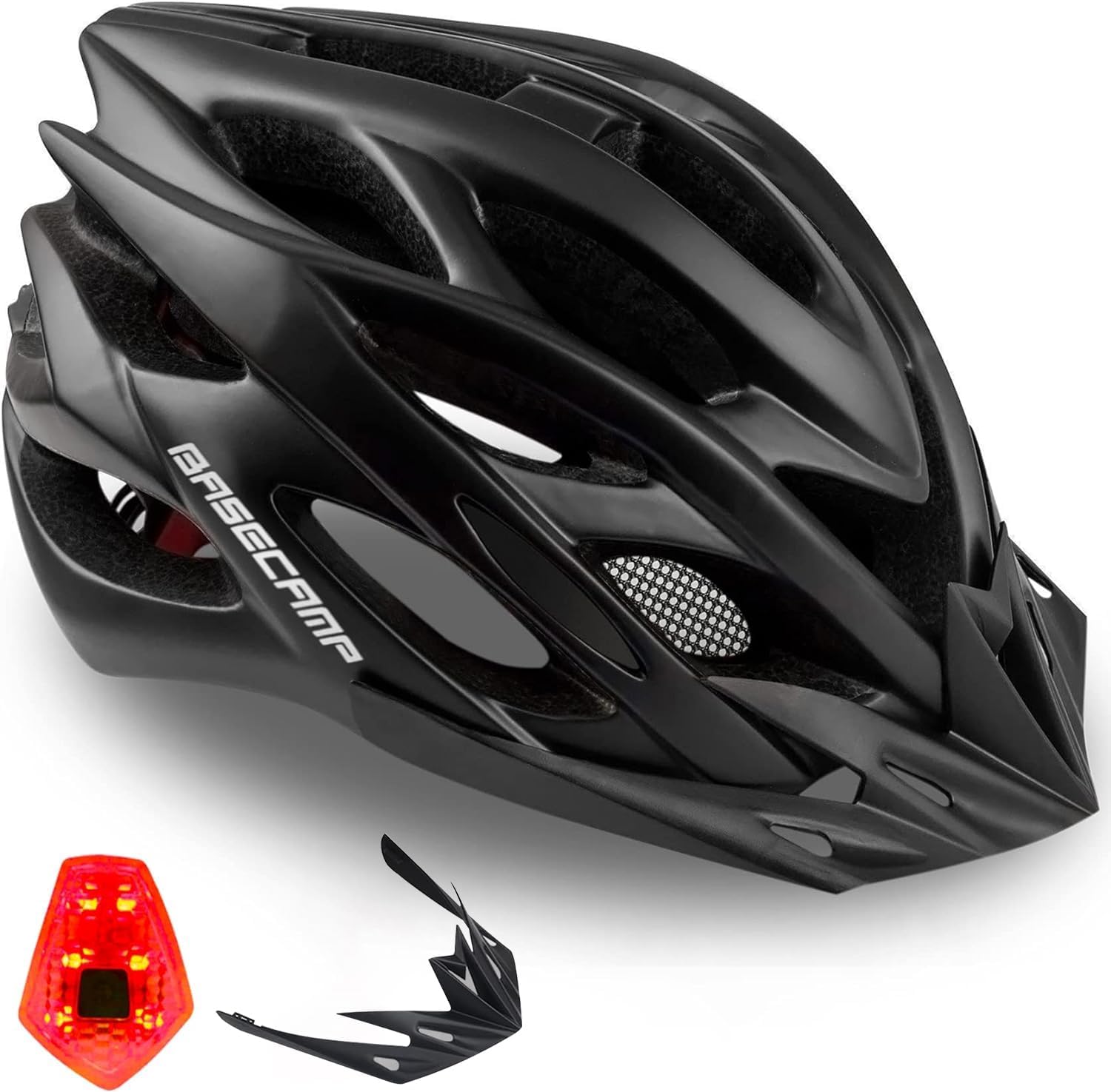 basecamp bike helmet are made by Amazon.com : Basecamp Bike Helmet for Women Men with LED Safety Light  Removable Sun Visor Lightweight Bicycle Helmet Adjustable Breathable  Mountain & Road Cycling Helmets for Adult : Sports & Outdoors