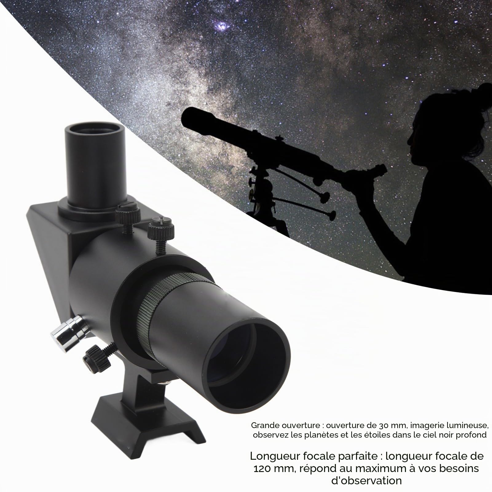 Ciciglow Lunette de Recherche 6X30, Télescope Astronomique, Portée de Guidage de Revêtement Multicouche FMC, Focale de 120 Mm, Support Métallique, Vert