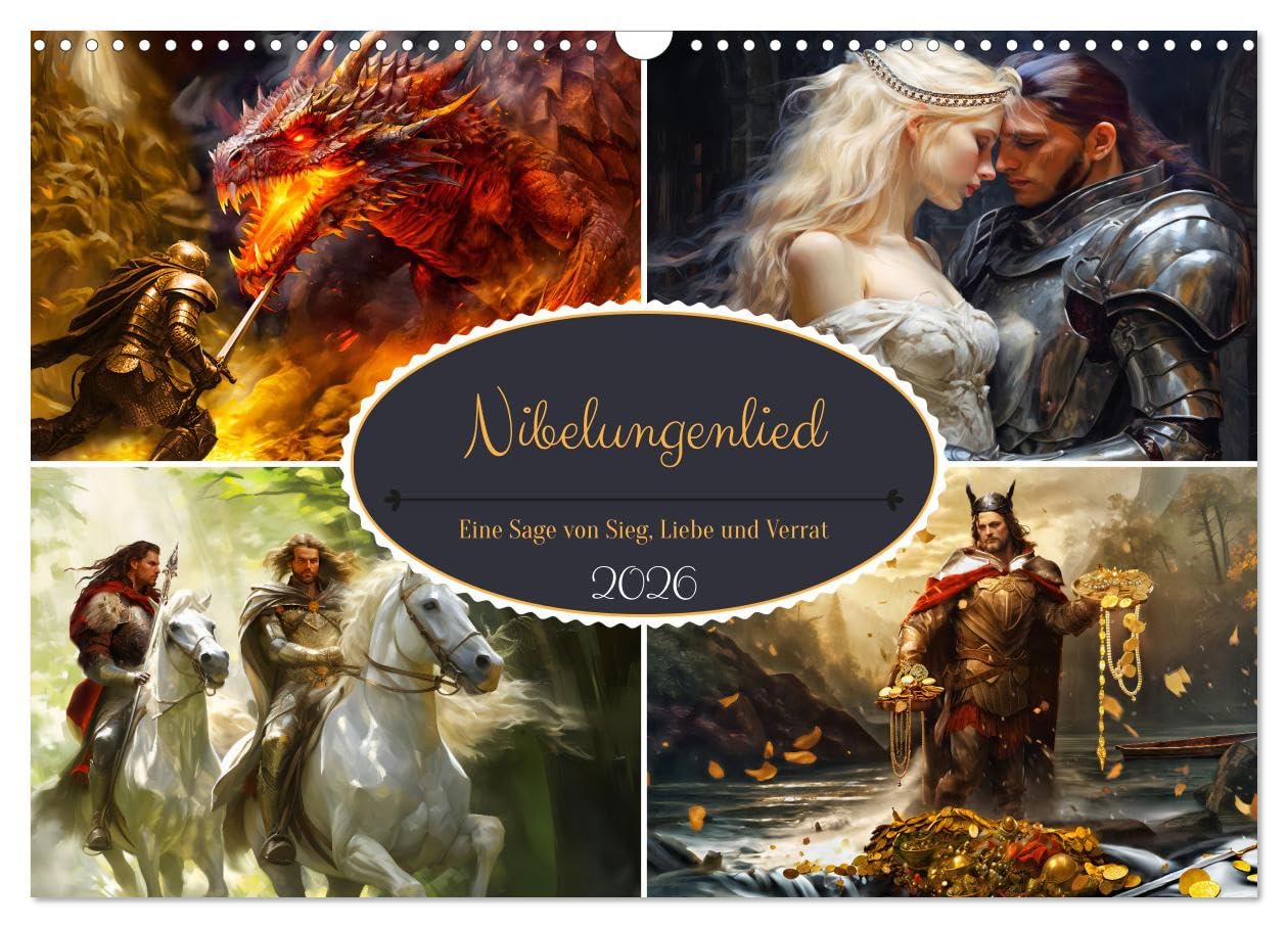 Nibelungenlied - A saga of victory, love and betrayal UK-Version (Wall Calendar 2026 DIN A3 Landscape), CALVENDO 12 Month Wall Calendar โ image 1