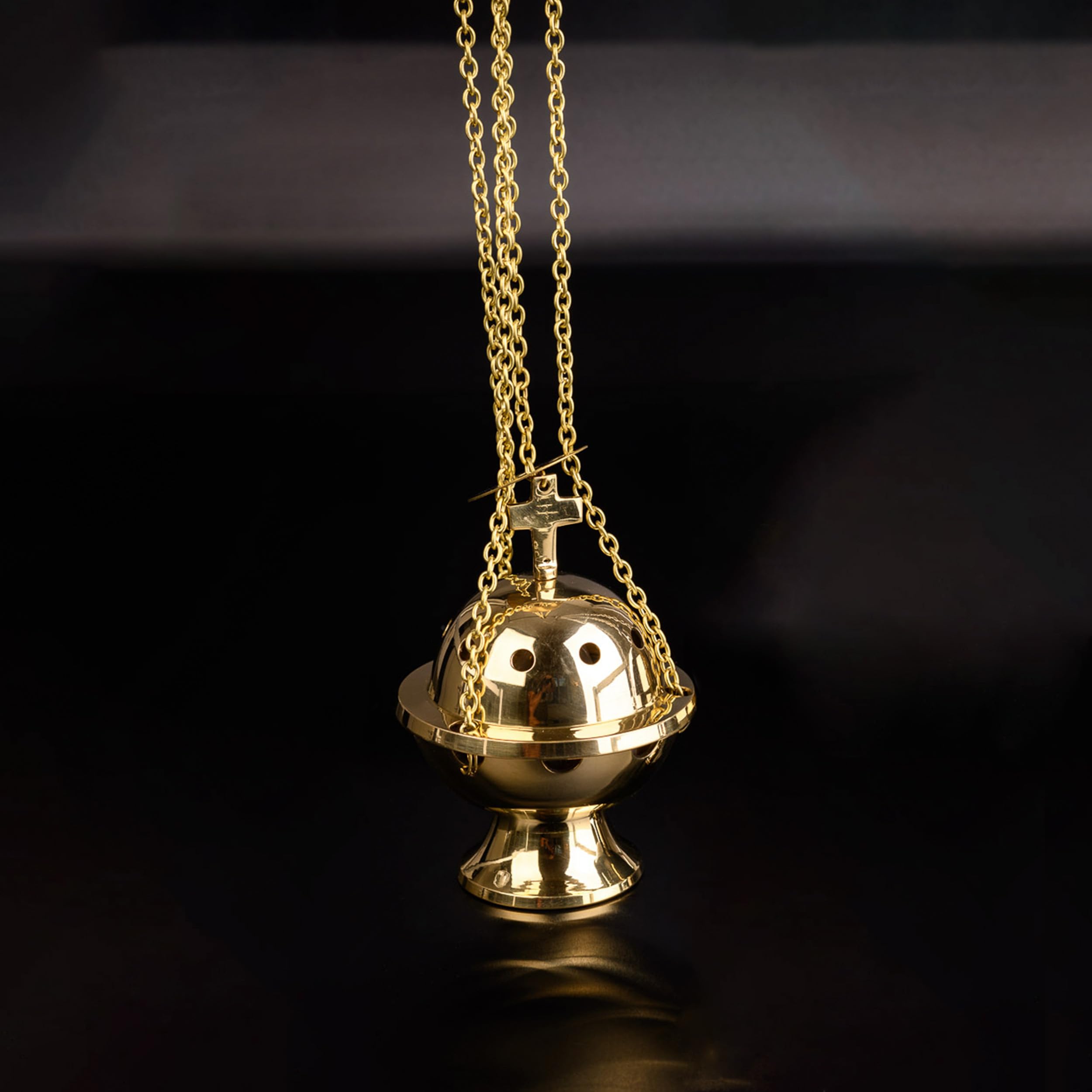 NKlaus encensoir avec chaîne Croix 50cm encensoir à fumée Douce Laiton 7591