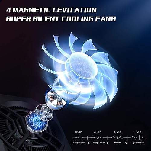 Miniatura 4 de Almohadilla de refrigeración mejorada para laptop con enfriador termoeléctrico y 4 ventiladores, potente enfriador para laptop, control