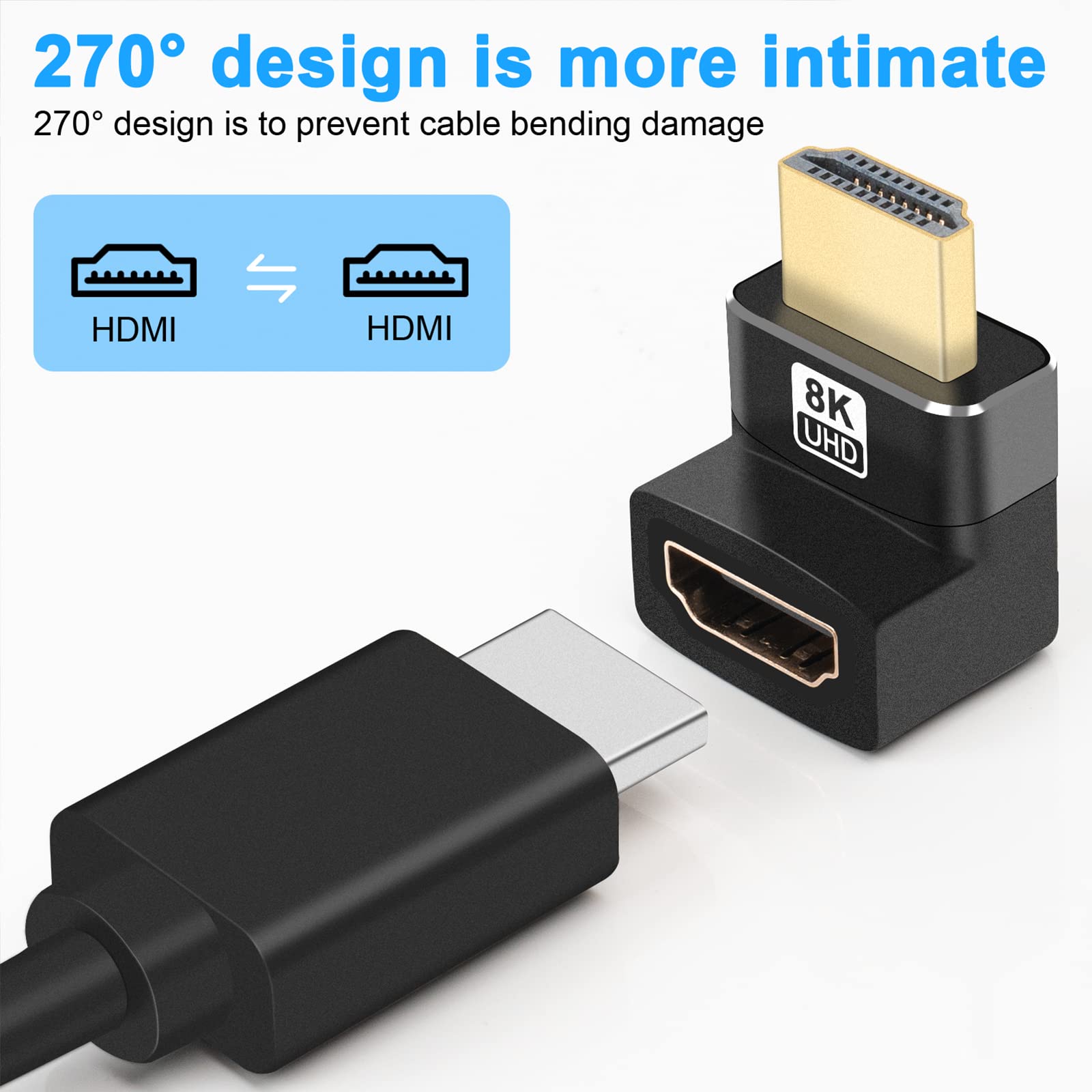 Hdmi Gomito Connettore Adattatore Mini Micro Hdmi Ad Angolo Retto Uhd 8k Mini Micro Hd Maschio A Adattatore Connettore Femmina Compatibile Con Hdmi Hdmi 90 Gradi - Foto 6