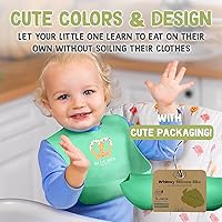 Vista 5 de KeaBabies Baberos de silicona para bebés y baberos orgánicos para bebé, baberos de alimentación para bebés con bolsillo grande para atrapar