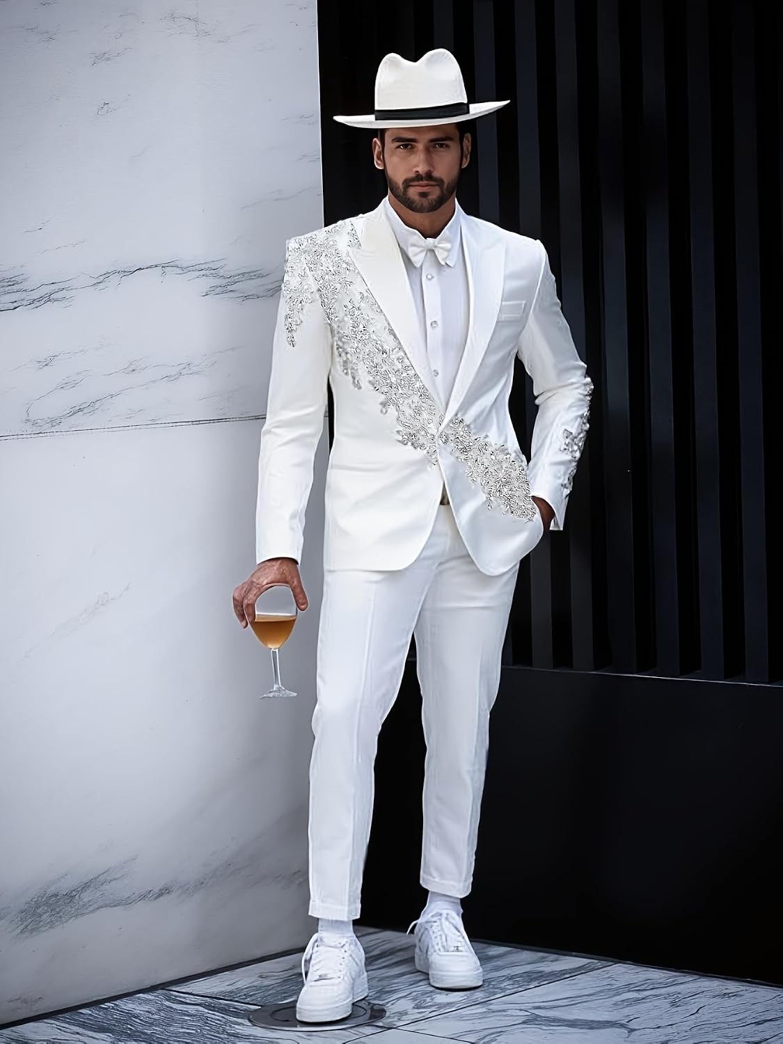 Men's Tuxedo Jacket with Rhinestones Luxury Shiny Slim One Button Dress Blazer for Wedding,Prom,Party,Dinner