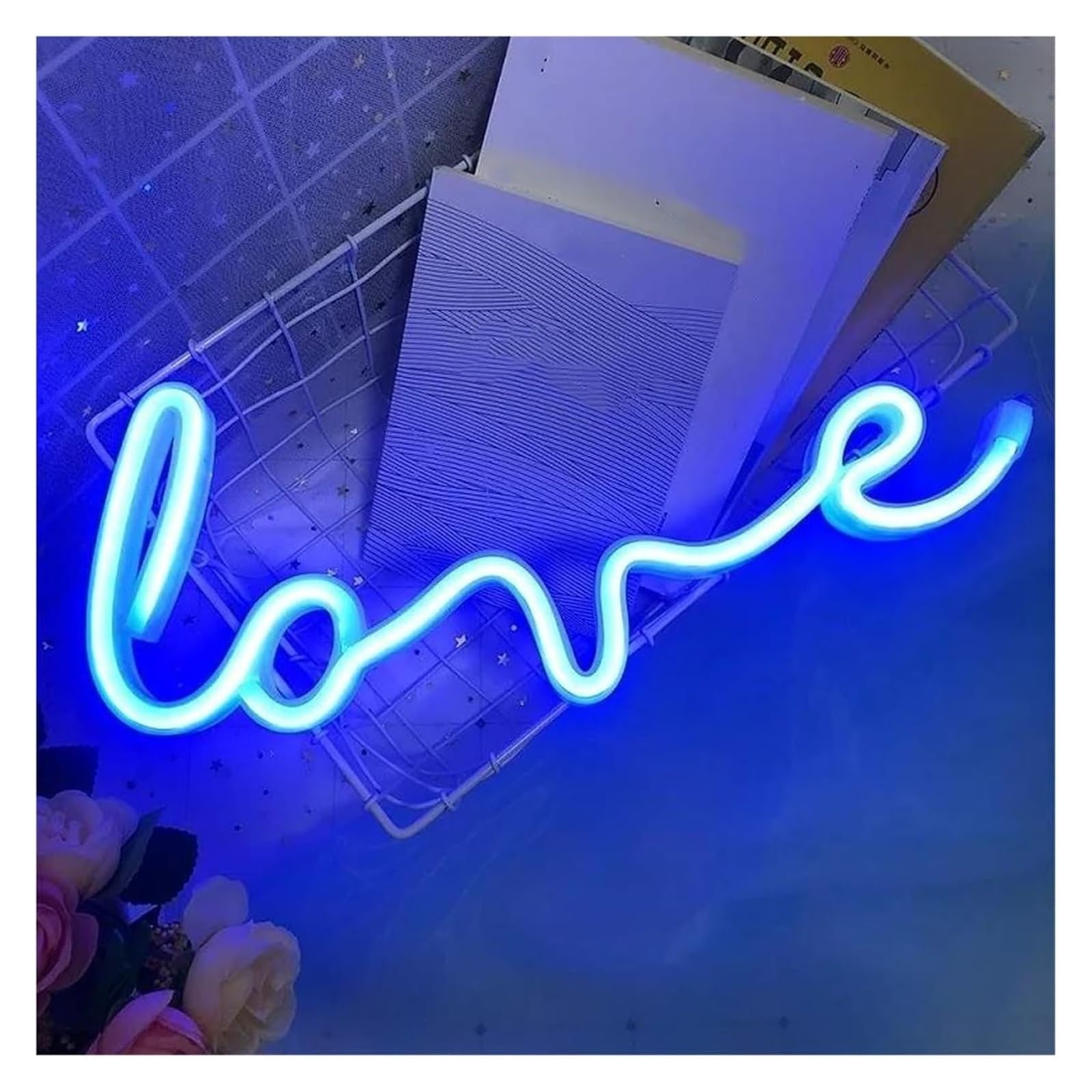 Decoraciones de neón para interiores Lámpara de noche con forma corazón y luces neón doble alimentación(Neon5)