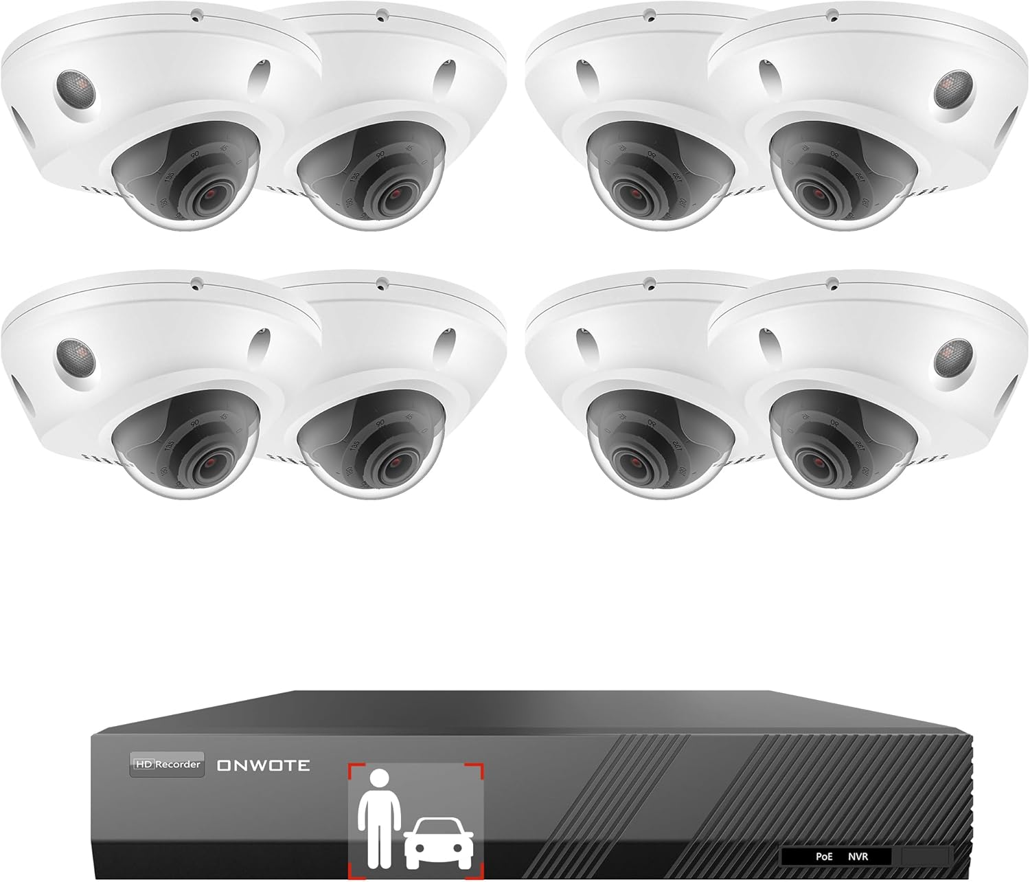 ONWOTE 8 Channel PoE Security Camera System, 2 Way Audio, 8X 5MP IK10 Vandal-Proof IP Cameras, AI Detection, Color Night Vision, Wired CCTV Kit for Home Business, 6MP NVR (No Hard Drive Included)