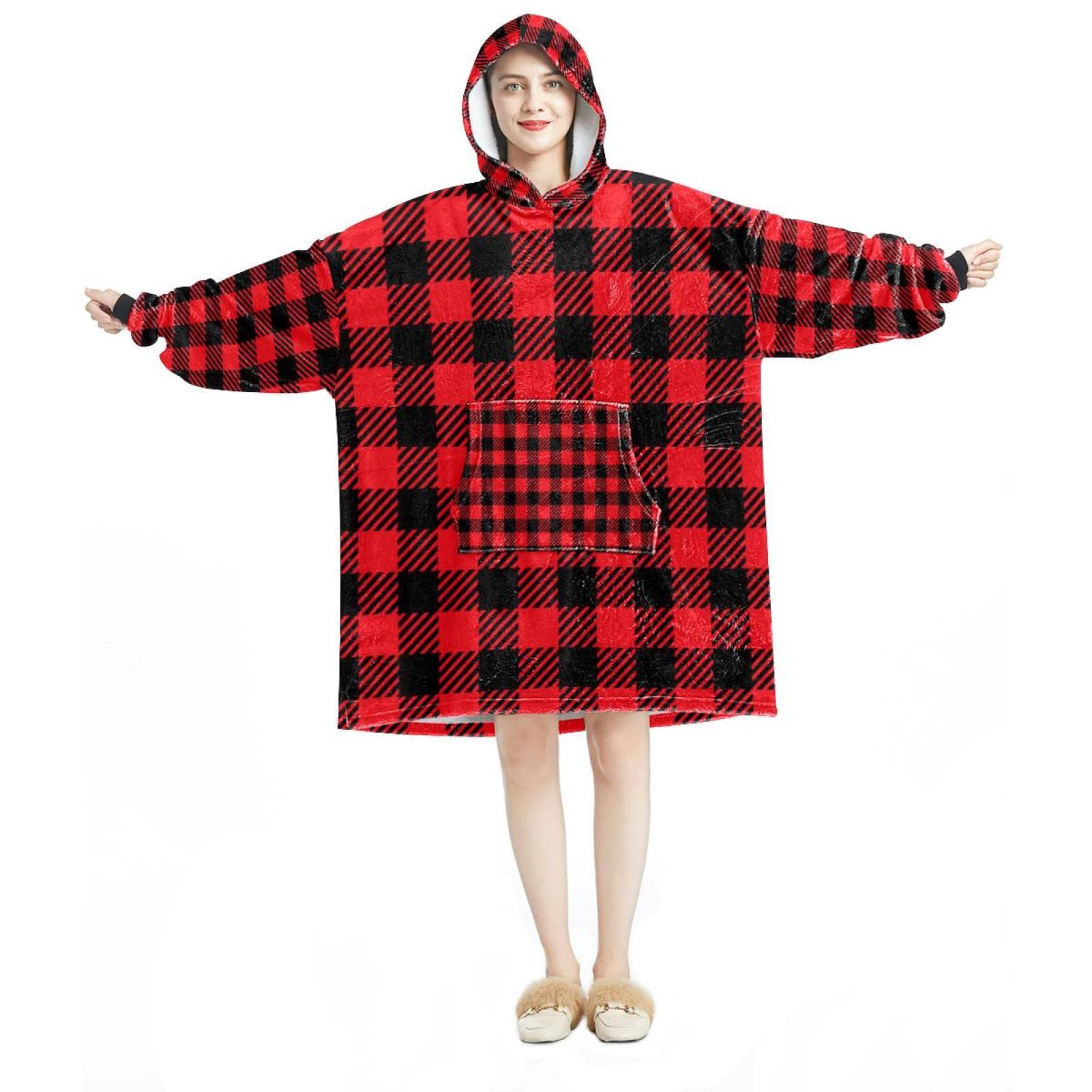 Sweat à capuche surdimensionné en flanelle et sherpa haut de gamme