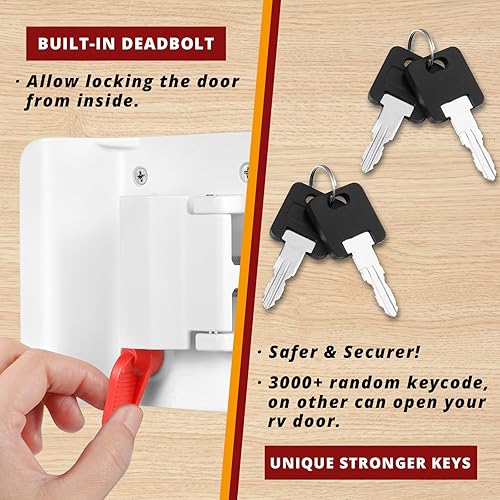 Miniatura 3 de Cerradura de Puerta de Entrada para RV, 100% Metal, Cerradura para Caravana, Pestillo de Puerta de Remolque de Viaje, Kit de Reemplazo de Cerradura