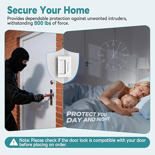 Miniatura 3 de Cerradura de refuerzo de puerta de seguridad portátil mejorada, pestillo de bloqueo abatible sin perforación, evita la entrada no autorizada, se
