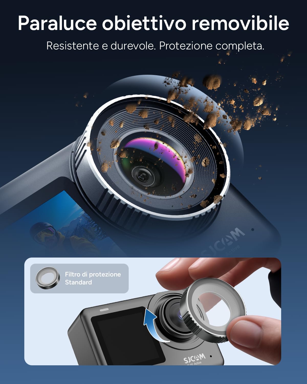 SJCAM SJ11 4K30FPS Action Cam, 2.4G/5G WiFi Telecamera Supporto Telecomando,2.33'' Schermo tattile 154° FOV con stabilizzazione 6-aixs, Corpo 5M impermeabile fotocamera subacquea con 64G SD Card