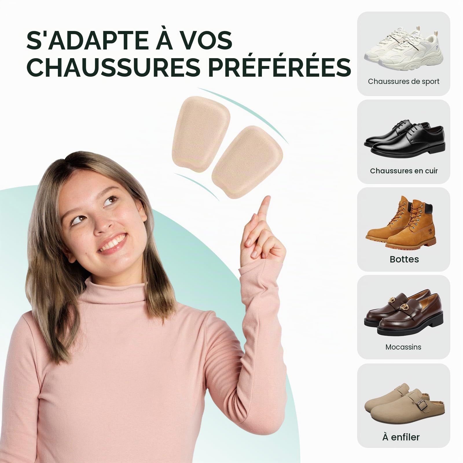 Welnove 2 paires Coussinet Languette Chaussure - Mousse chaussure à mémoire de forme et daim, auto-adhésifs, pour bottes, chaussures en cuir et chaussures de ville, coussinet chaussure trop grande,L